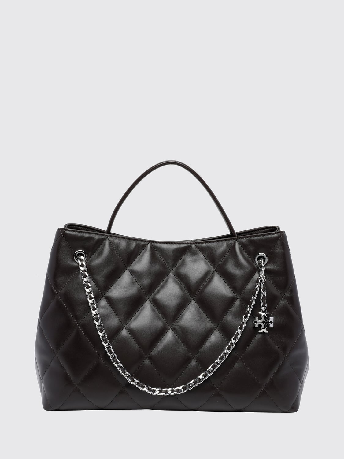 TORY BURCH 숄더백: TORY BURCH Fleming 마틀라세 가죽 숄더백, 더블 T 로고 포함, 브라운 - Img 1