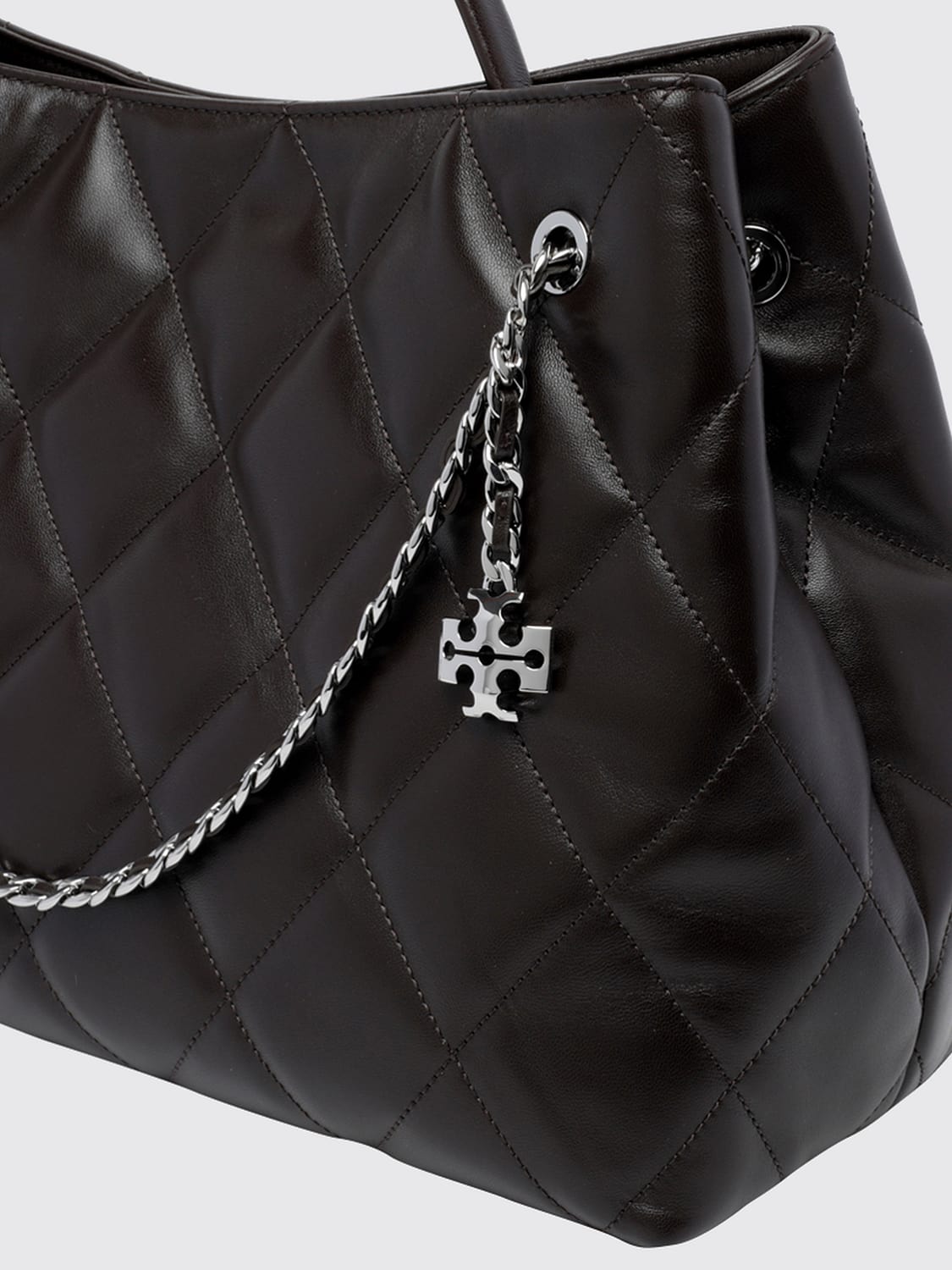 TORY BURCH 숄더백: TORY BURCH Fleming 마틀라세 가죽 숄더백, 더블 T 로고 포함, 브라운 - Img 4