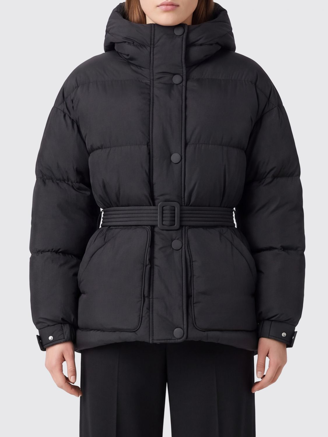 IENKI IENKI JACKET: Fox Michlin Quilted Nylon Puffer Jacket Ienki Ienki with Ears Hood, Black - Img 1