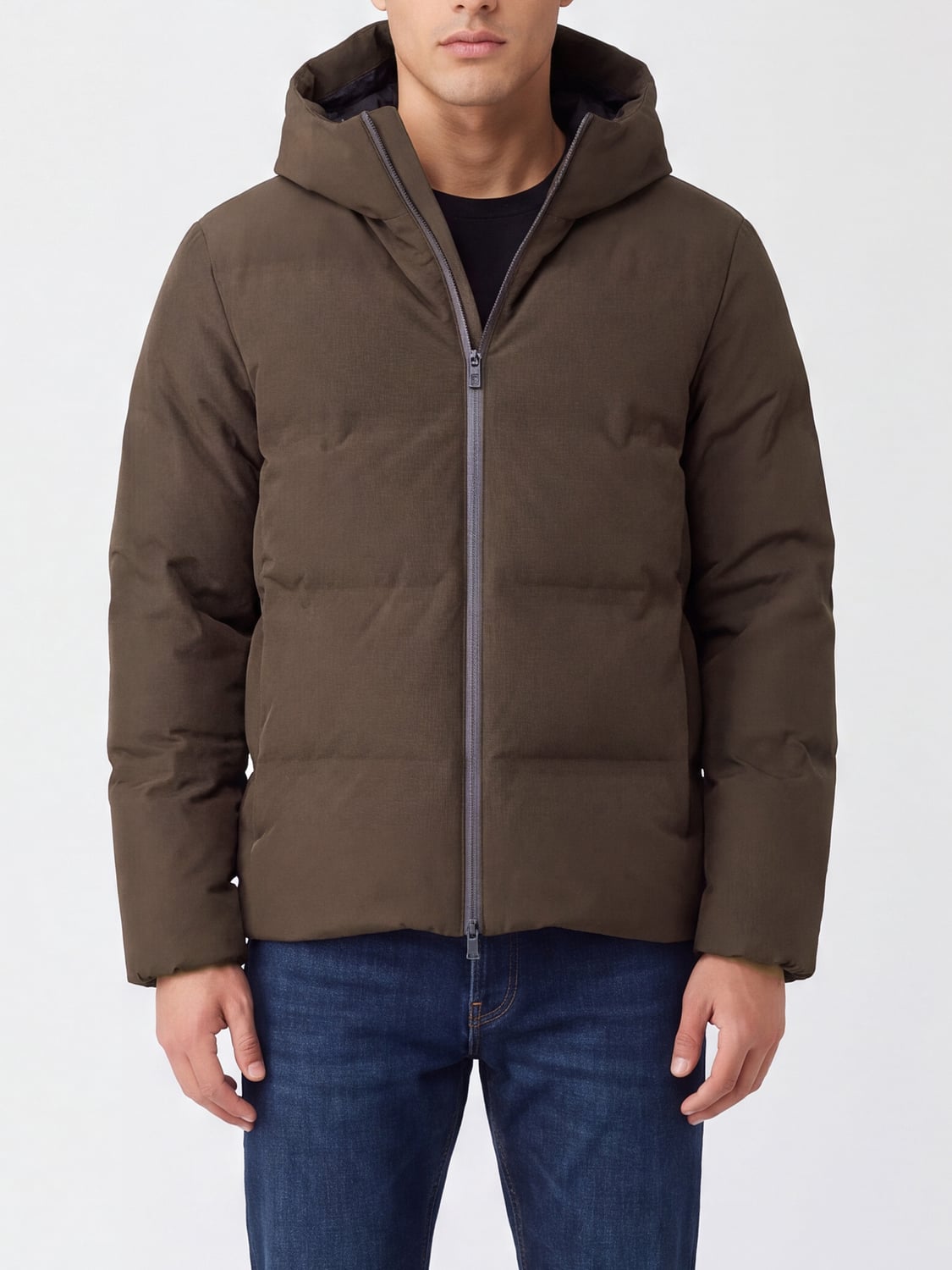 HERNO JACKET: Herno Quilted Water-Repellent Stretch Nylon Hooded Down Jacket, Brown - Img 1
