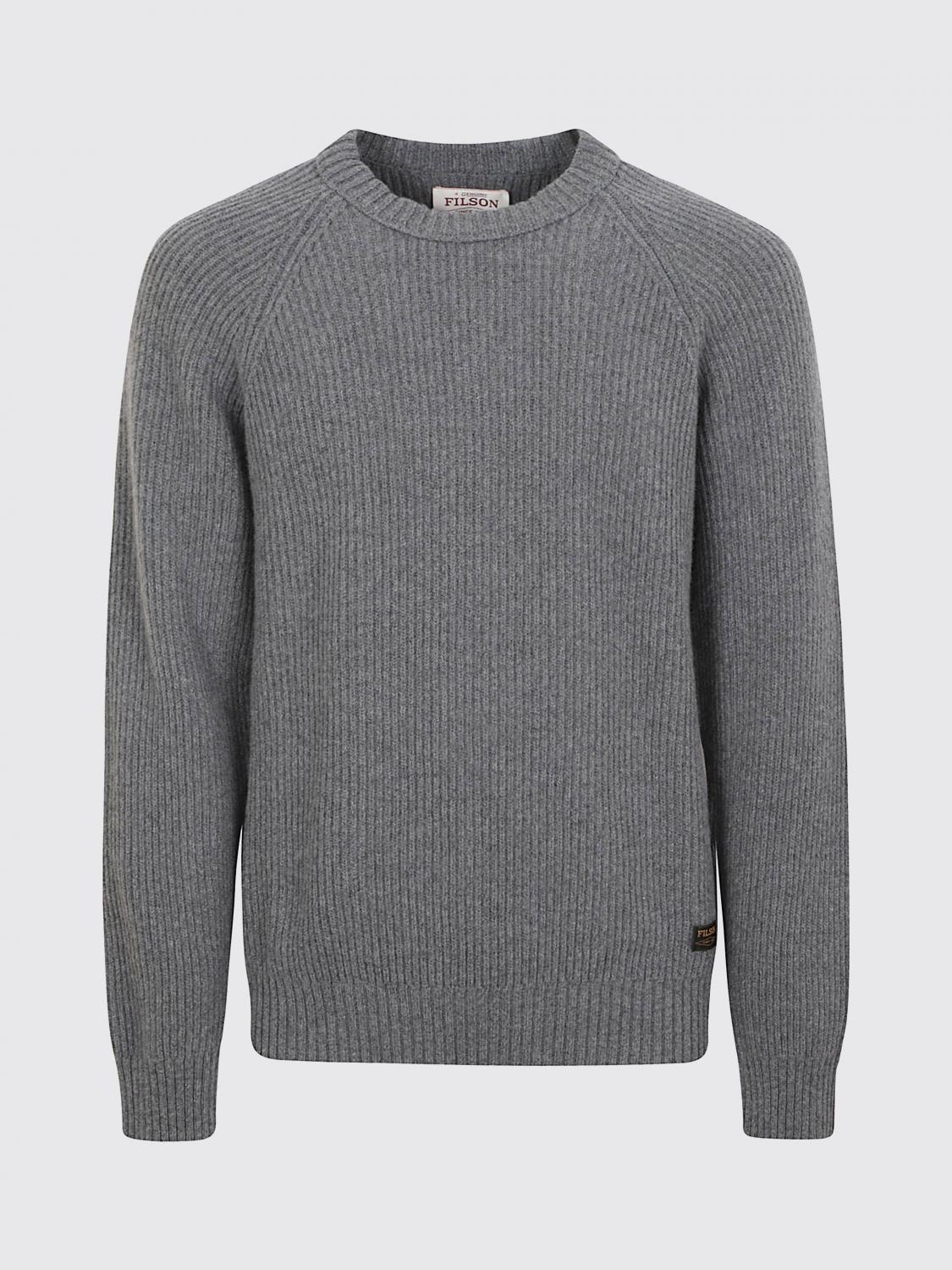 FILSON PULLOVER: Filson langärmliger Woll-Rollkragenpullover mit Knopfverschluss und Rippbündchen, Grau - Img 2