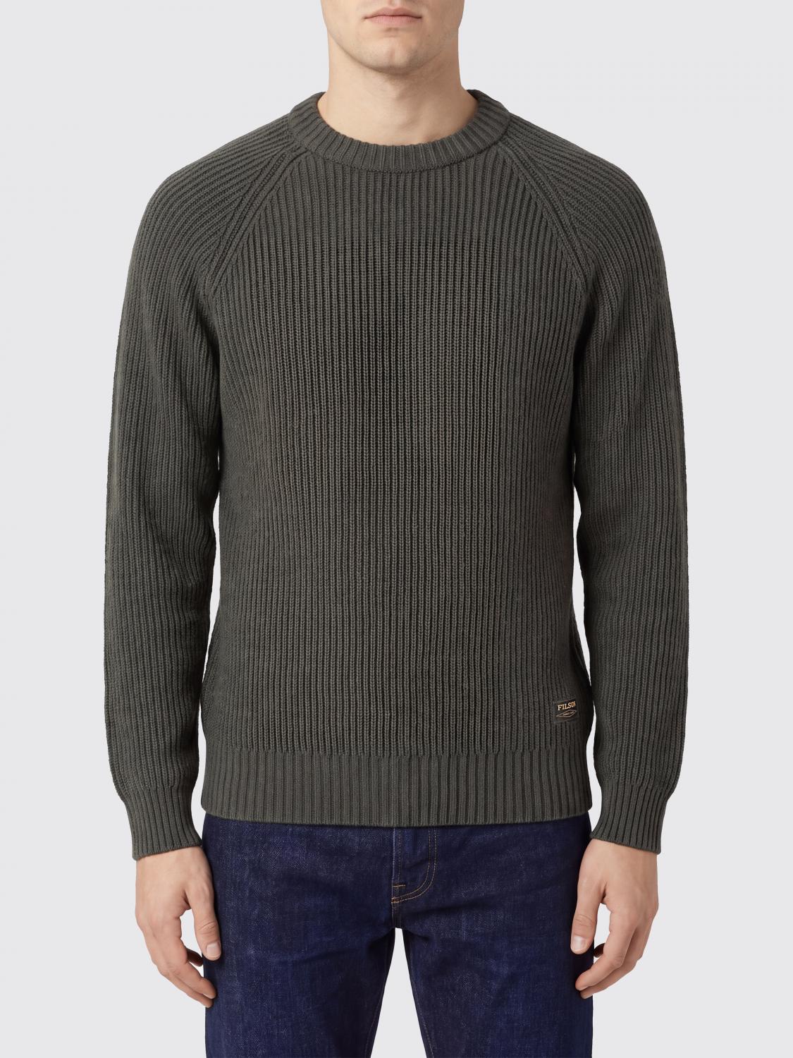 FILSON PULLOVER: Filson langärmliger Woll-Rollkragenpullover mit Knopfverschluss und Rippbündchen, Sauergrün - Img 1
