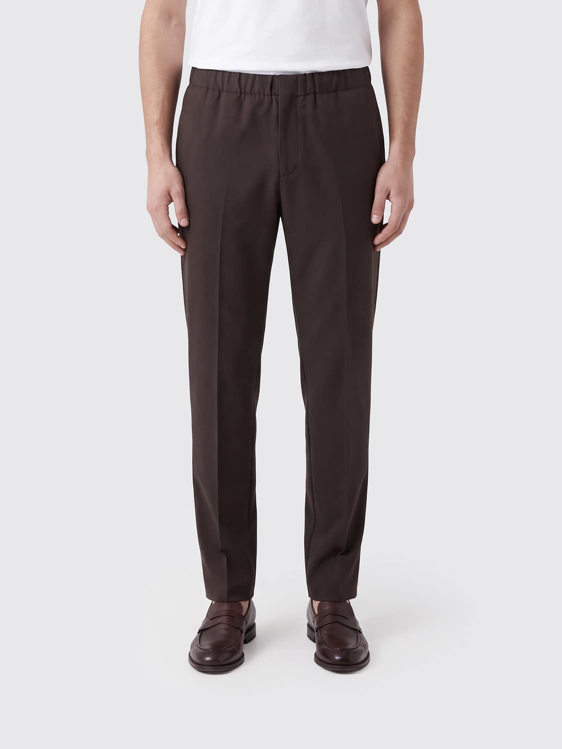 LARDINI PANTS: Lardini Slim Fit Pleated Pure Virgin Wool Sartorial Trousers, Brown - Img 1