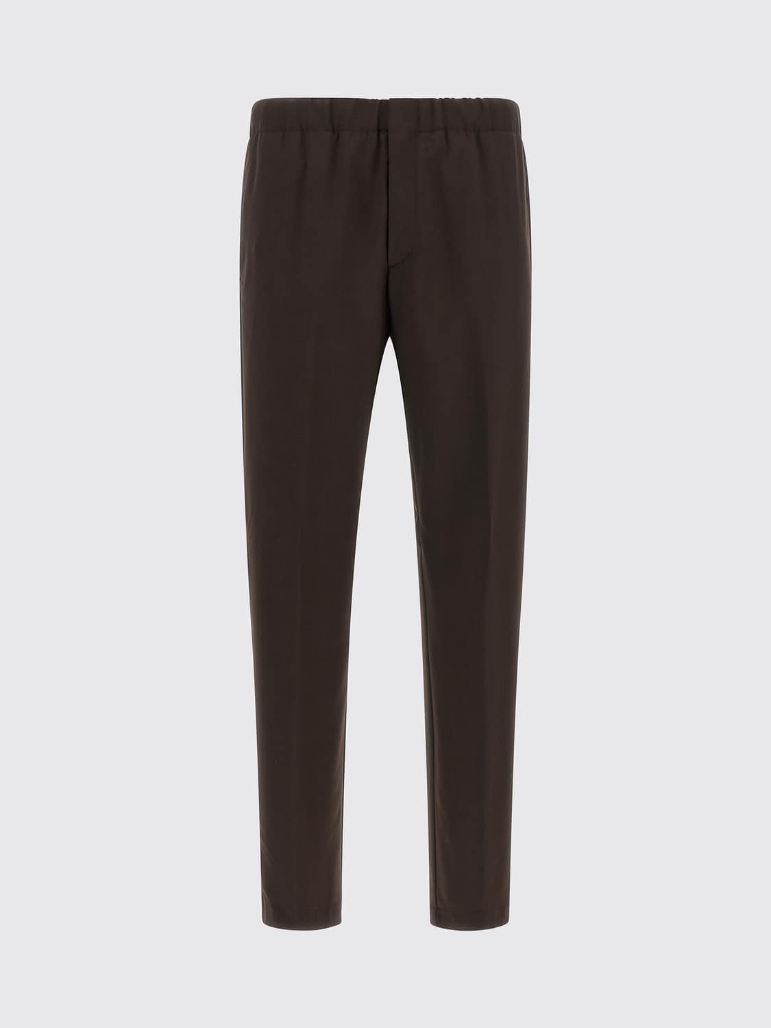 LARDINI PANTS: Lardini Slim Fit Pleated Pure Virgin Wool Sartorial Trousers, Brown - Img 2