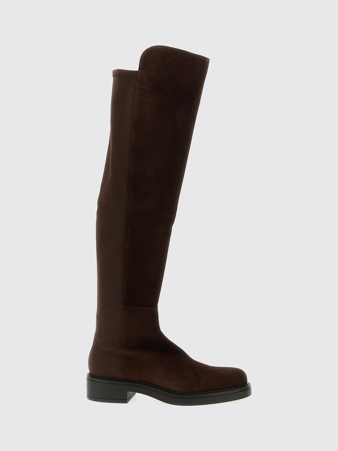 STUART WEITZMAN ブーツ: STUART WEITZMAN スエード&ギャバジン オーバーニーブーツ, ブラウン - Img 1