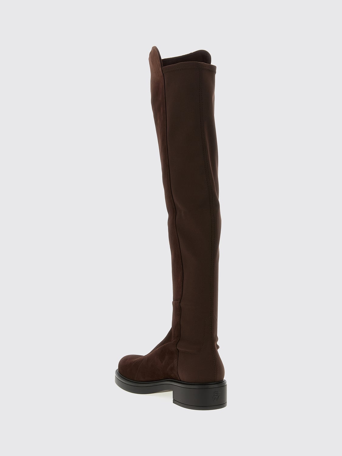 STUART WEITZMAN ブーツ: STUART WEITZMAN スエード&ギャバジン オーバーニーブーツ, ブラウン - Img 3