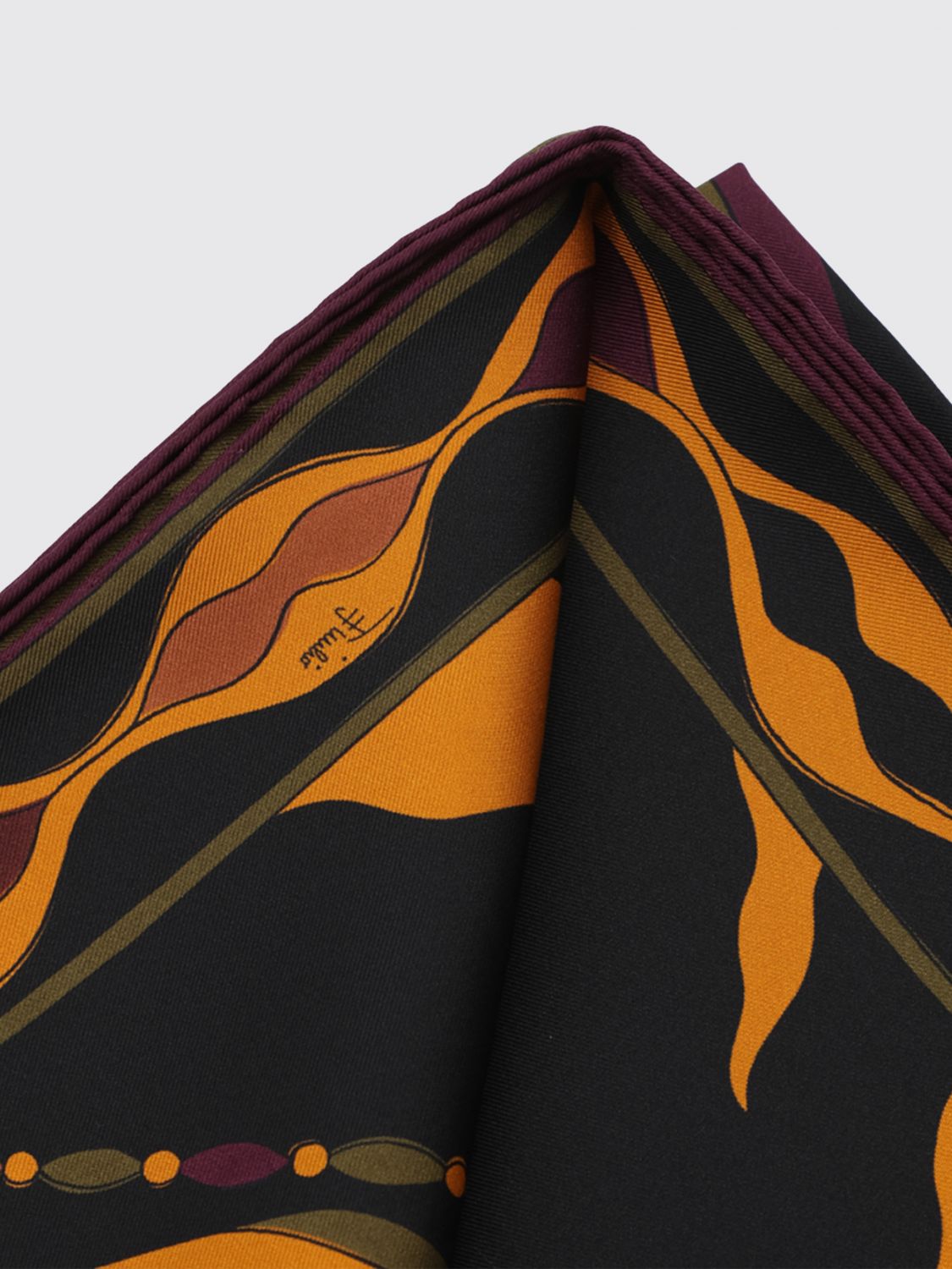 PUCCI FULAR: Foulard cuadrado de pura seda Pucci con estampado abstracto y logo, Granate - Img 2