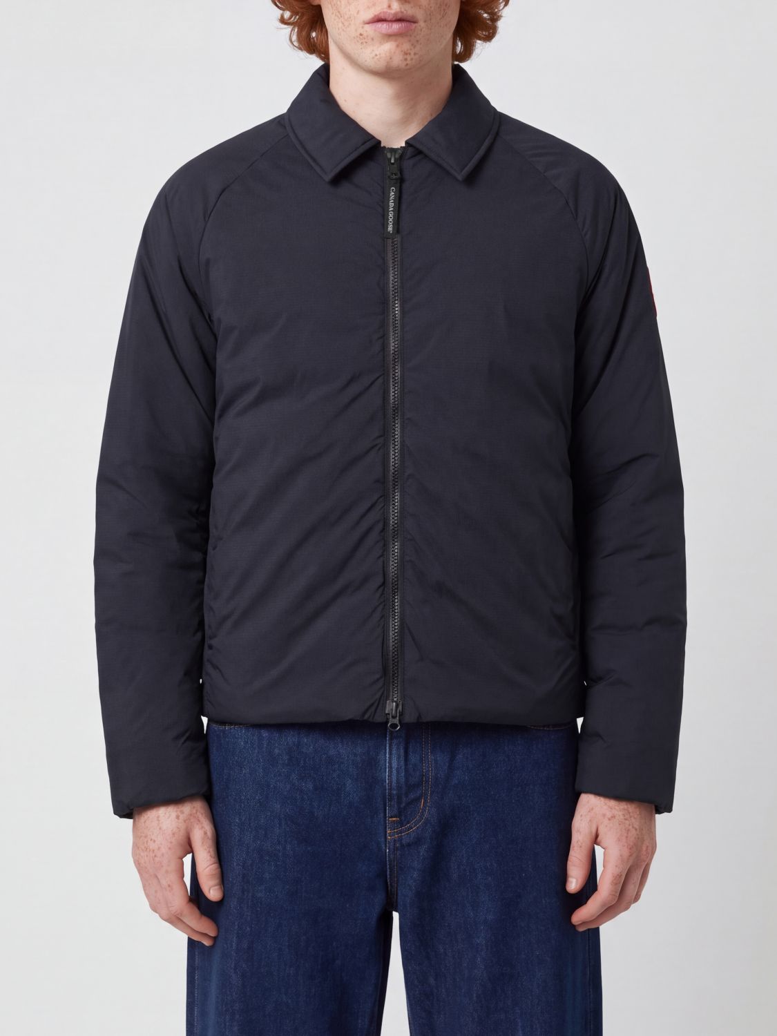 CANADA GOOSE VESTE: Doudoune Lodge Canada Goose déperlante avec col classique et logo, Bleu Marine - Img 1
