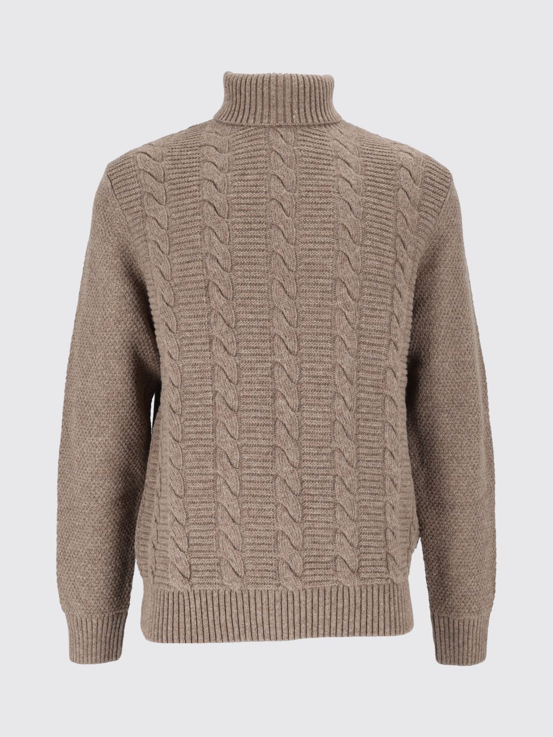 BARBOUR JERSEY: Jersey de cuello alto Staplecross de Barbour en pura lana de tricot con ribetes acanalados, Gris - Img 2