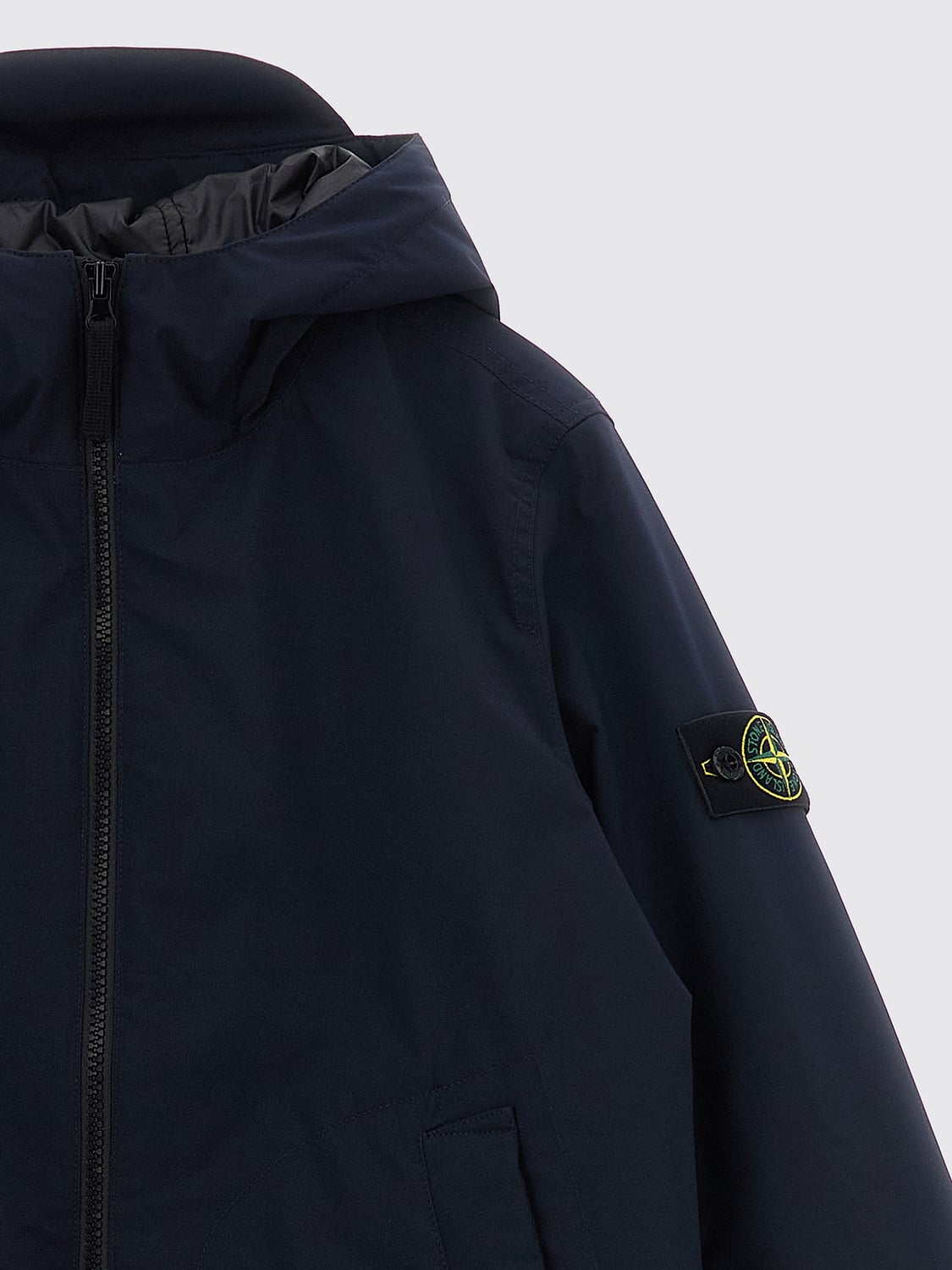 STONE ISLAND JUNIOR JACKE: Leichte Kapuzenjacke für Jungen Stone Island Junior mit Compass-Logo, Blau - Img 3