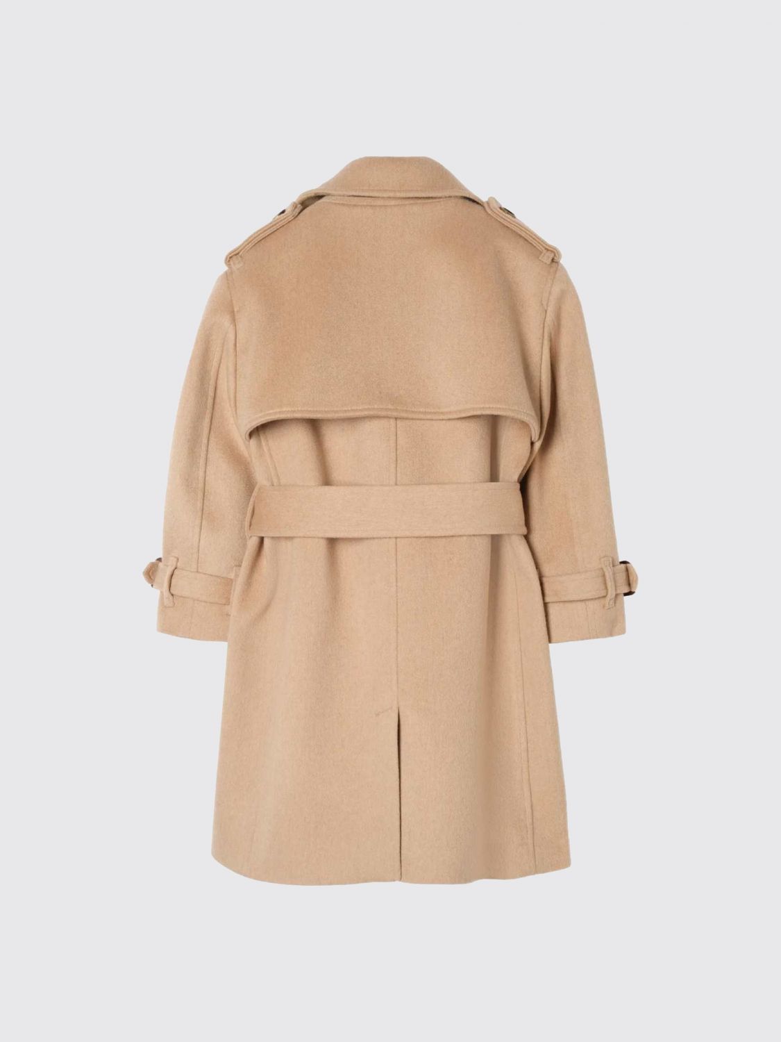 BURBERRY COAT: Burberry Boy's Double-Breasted Cashmere Trench Coat with Adjustable Belt, Camel - Img 2