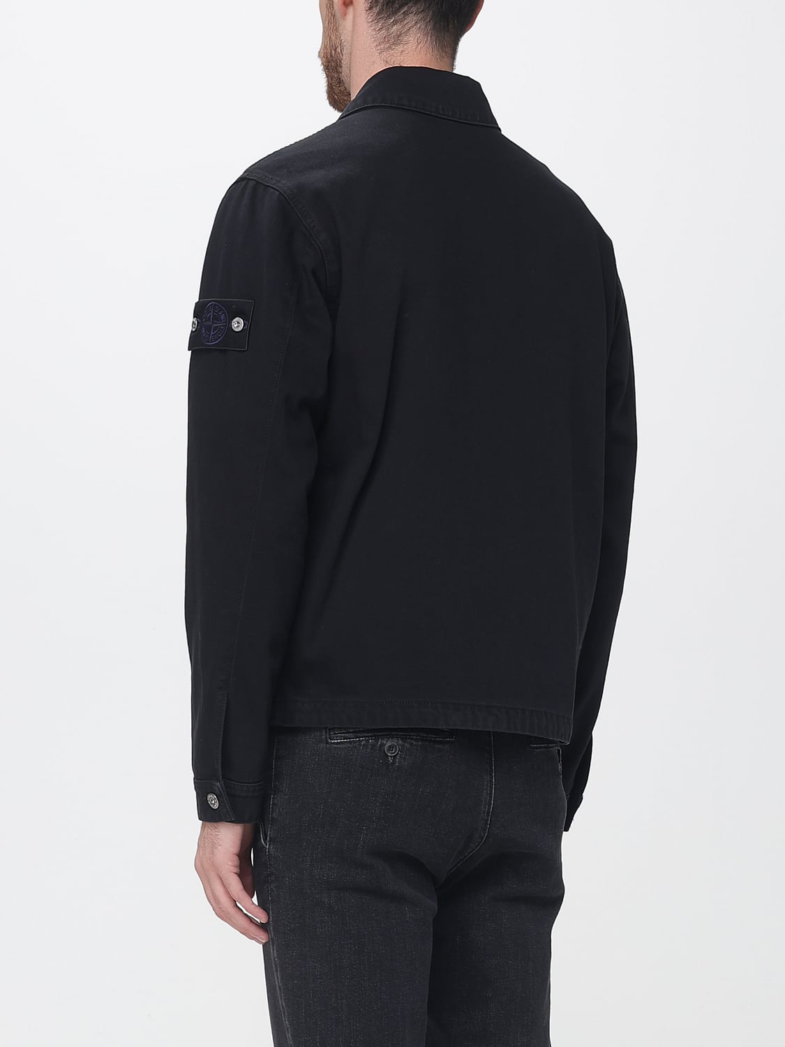 STONE ISLAND ジャケット: STONE ISLAND 袖にコンパスロゴパッチが付いたコットンデニム製コーチジャケット, ブラック - Img 2
