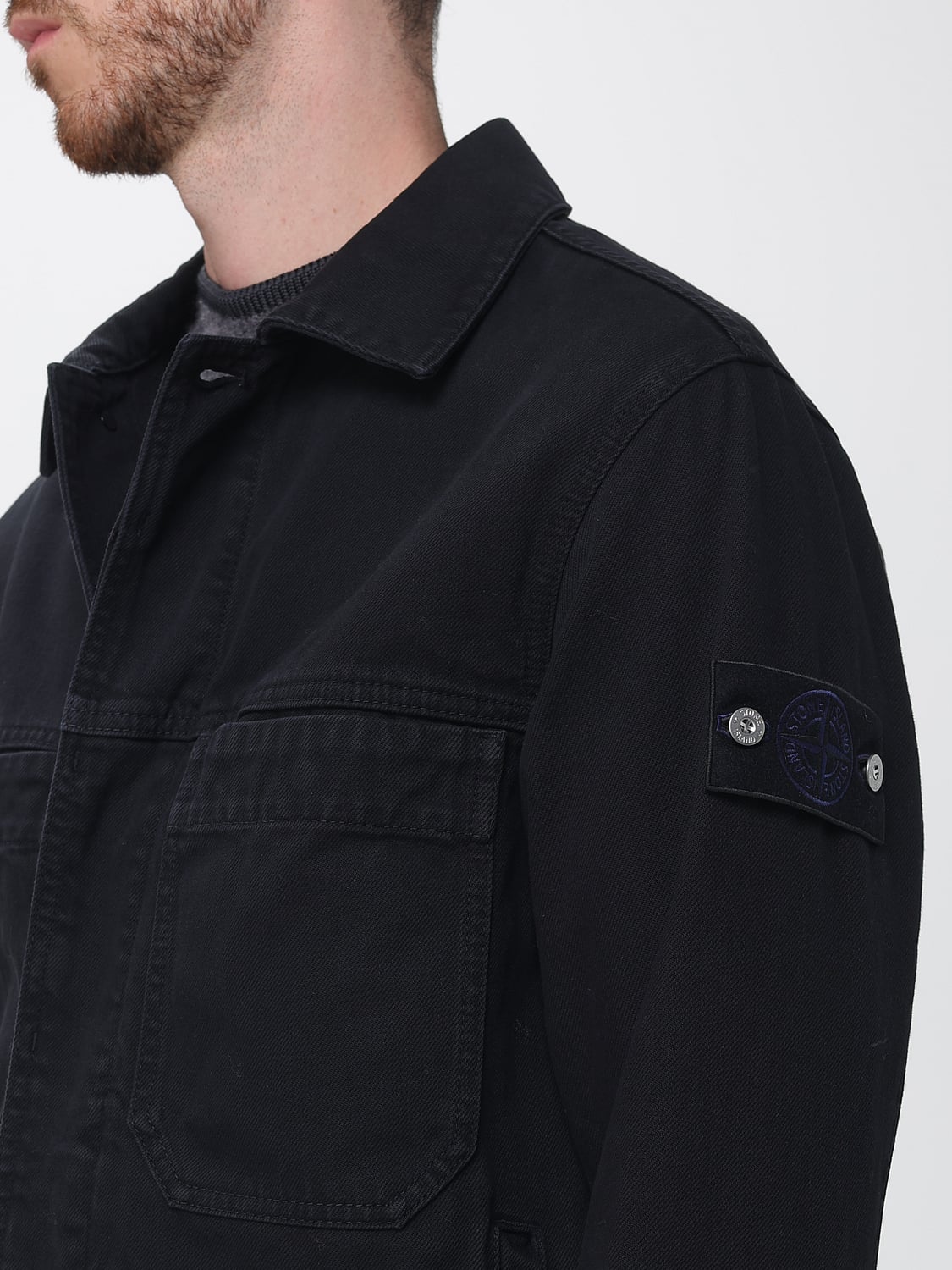 STONE ISLAND ジャケット: STONE ISLAND 袖にコンパスロゴパッチが付いたコットンデニム製コーチジャケット, ブラック - Img 4