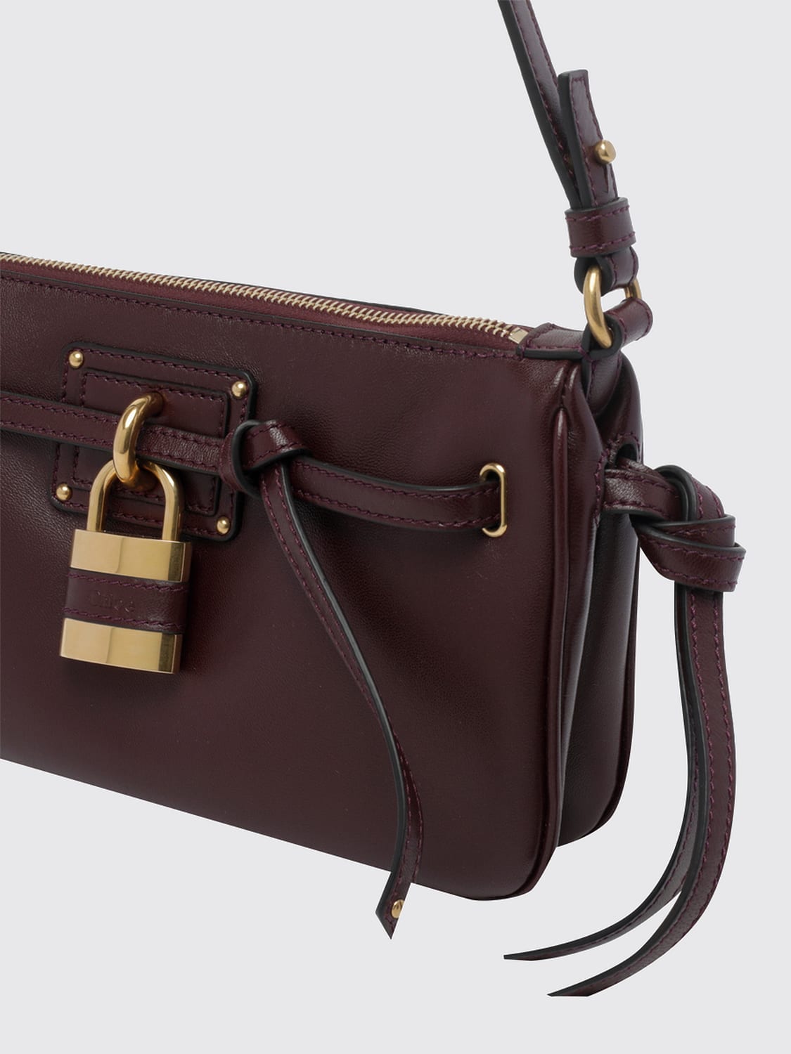 CHLOÉ BOLSO DE HOMBRO: Bolso de hombro Paddington de Chloé en piel de ternera lisa con candado, Rojo - Img 4