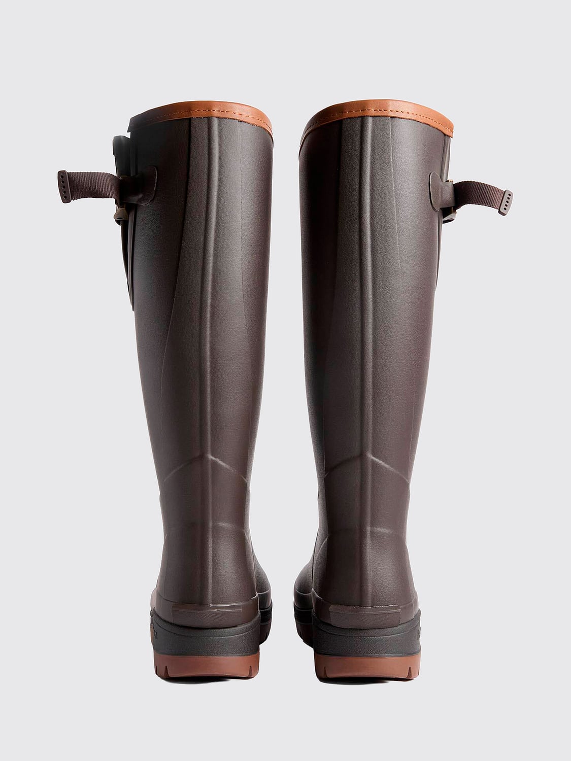 BARBOUR BOTTES: Bottes de pluie mi-mollet Tempest Barbour en caoutchouc avec brides réglables, Marron - Img 3