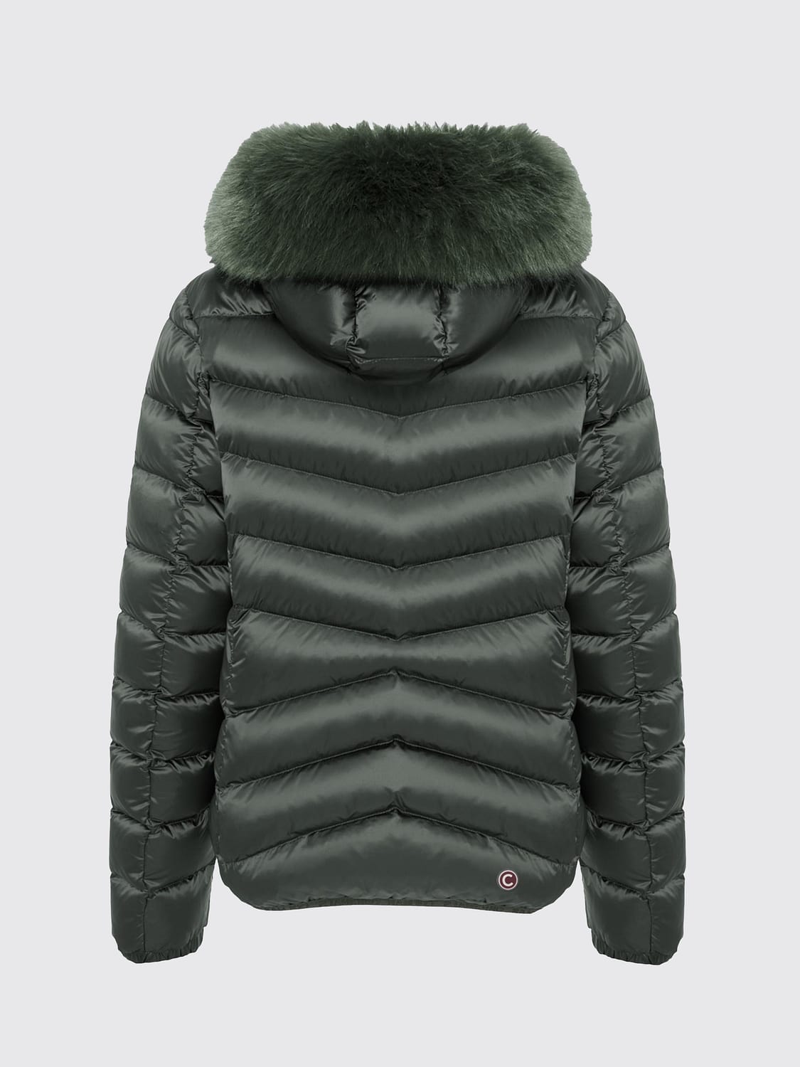 COLMAR JACKET: Colmar Quilted Water-Repellent Short Down Jacket with Shearling Hood, Green - Img 3