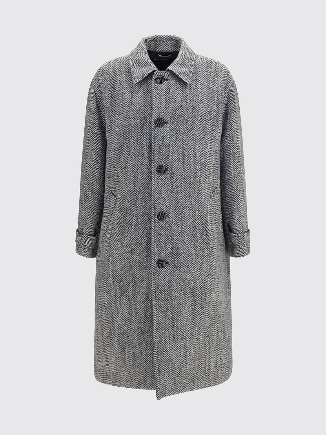 DOLCE & GABBANA COAT: Knee-Length Single-Breasted Wool Coat Dolce & Gabbana with Strap Cuffs, Charcoal - Img 1