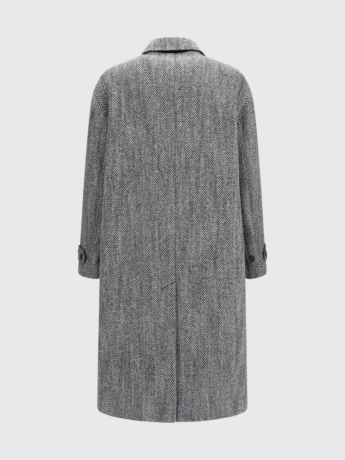 DOLCE & GABBANA COAT: Knee-Length Single-Breasted Wool Coat Dolce & Gabbana with Strap Cuffs, Charcoal - Img 2