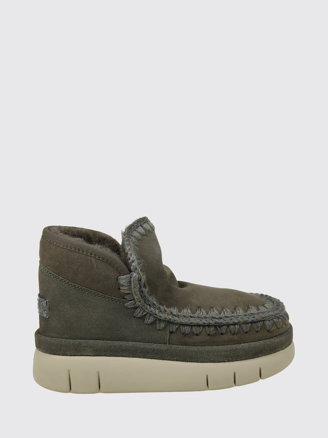 MOU BOOTS: Mou Bounce Bicolour Suede Ankle Boots with Wool Lining, Green - Img 1