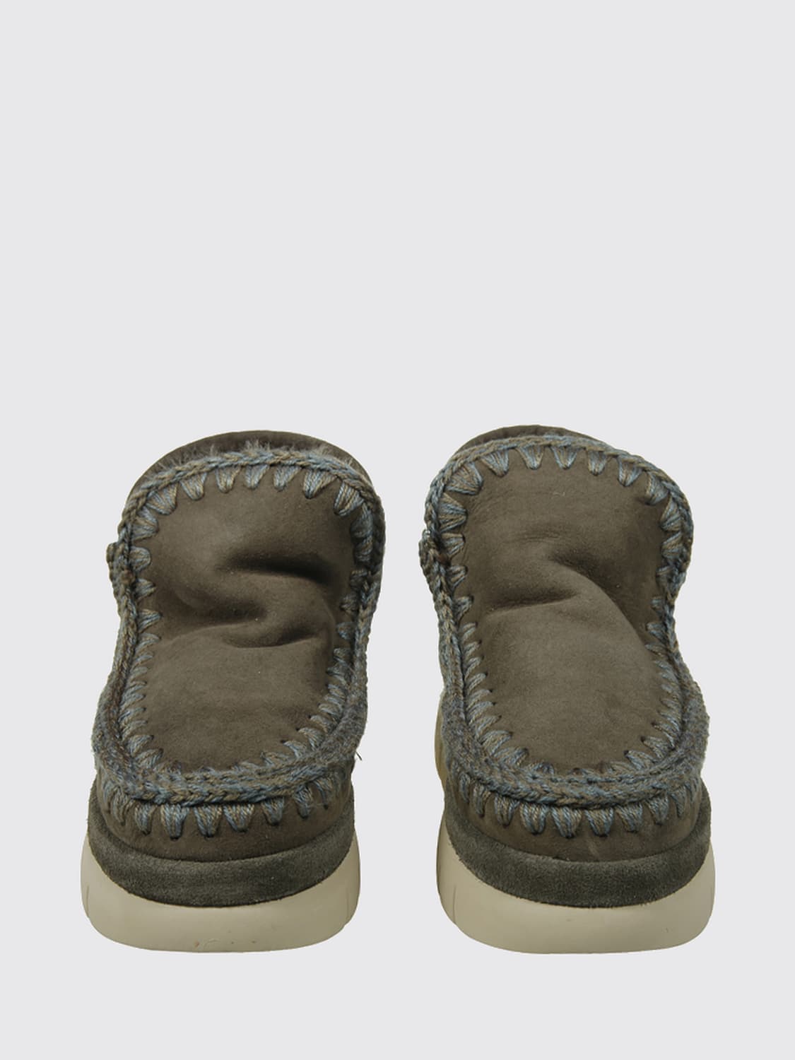 MOU BOOTS: Mou Bounce Bicolour Suede Ankle Boots with Wool Lining, Green - Img 2