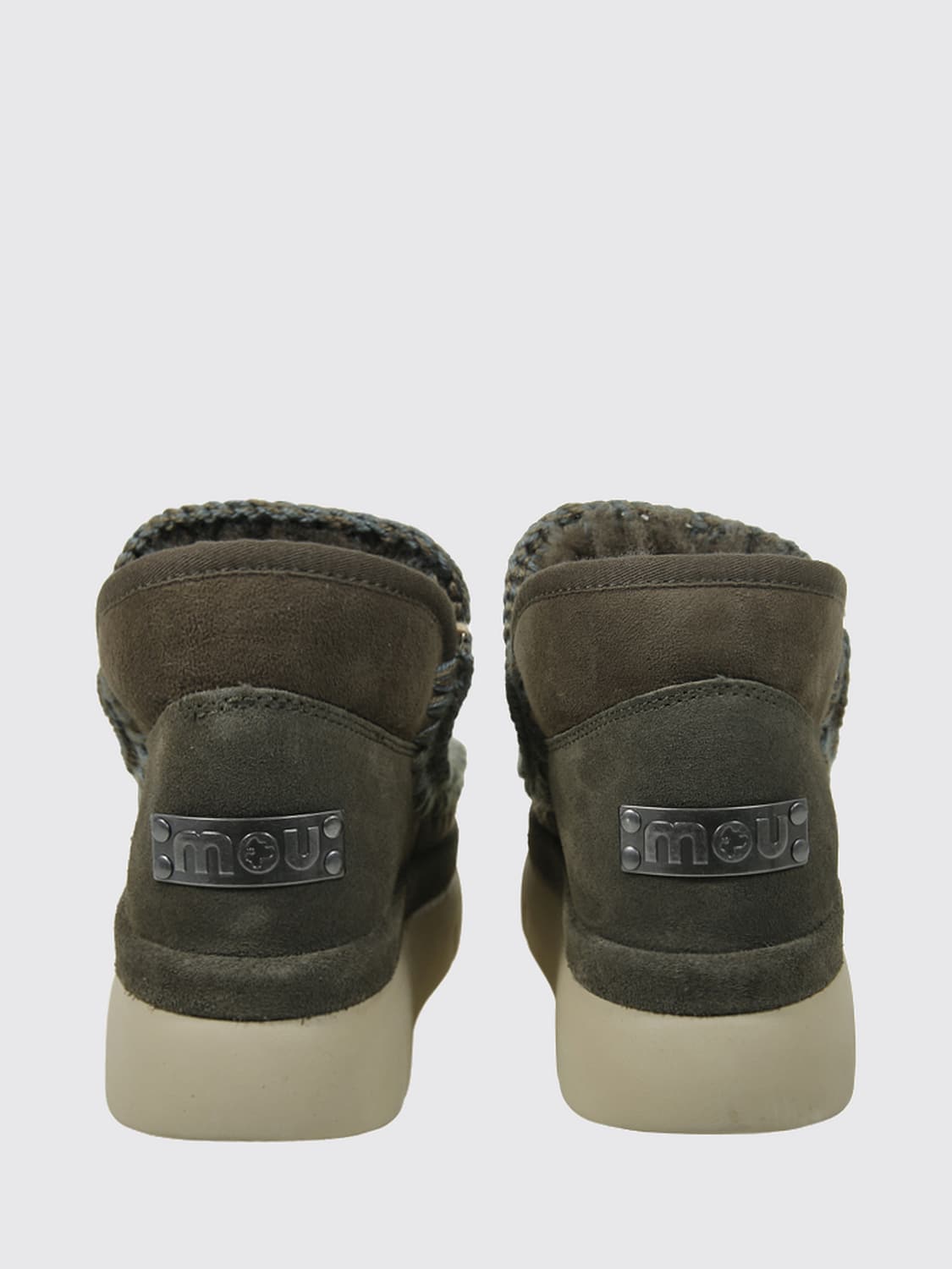 MOU BOOTS: Mou Bounce Bicolour Suede Ankle Boots with Wool Lining, Green - Img 3