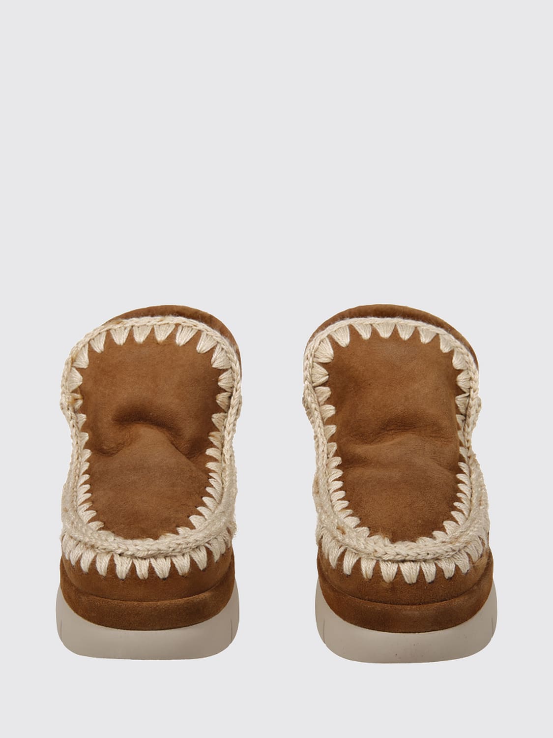 MOU BOOTS: Mou Bounce Bicolour Suede Ankle Boots with Wool Lining, Sand - Img 2