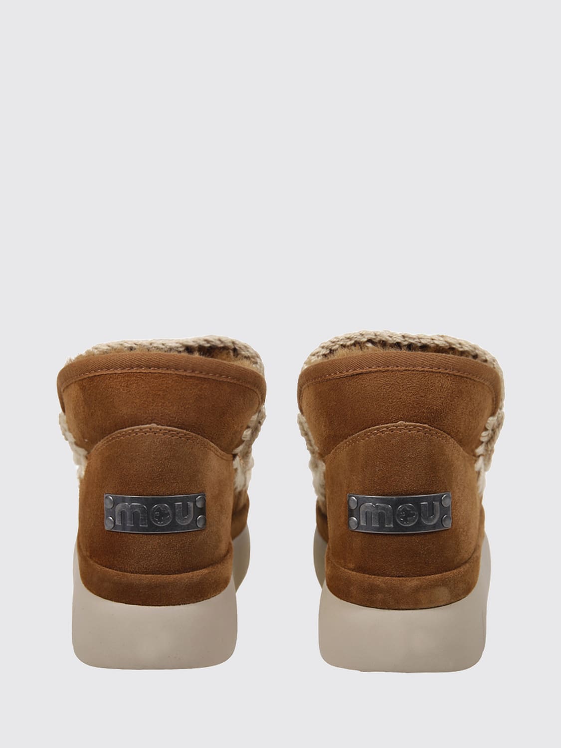 MOU BOOTS: Mou Bounce Bicolour Suede Ankle Boots with Wool Lining, Sand - Img 3