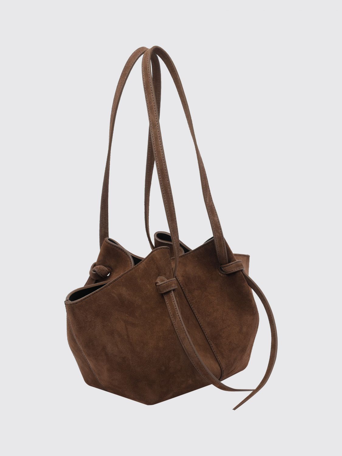 YUZEFI SCHULTERTASCHE: Ausgestellte Mochi Schultertasche Yuzefi aus Kalbswildleder, Braun - Img 3