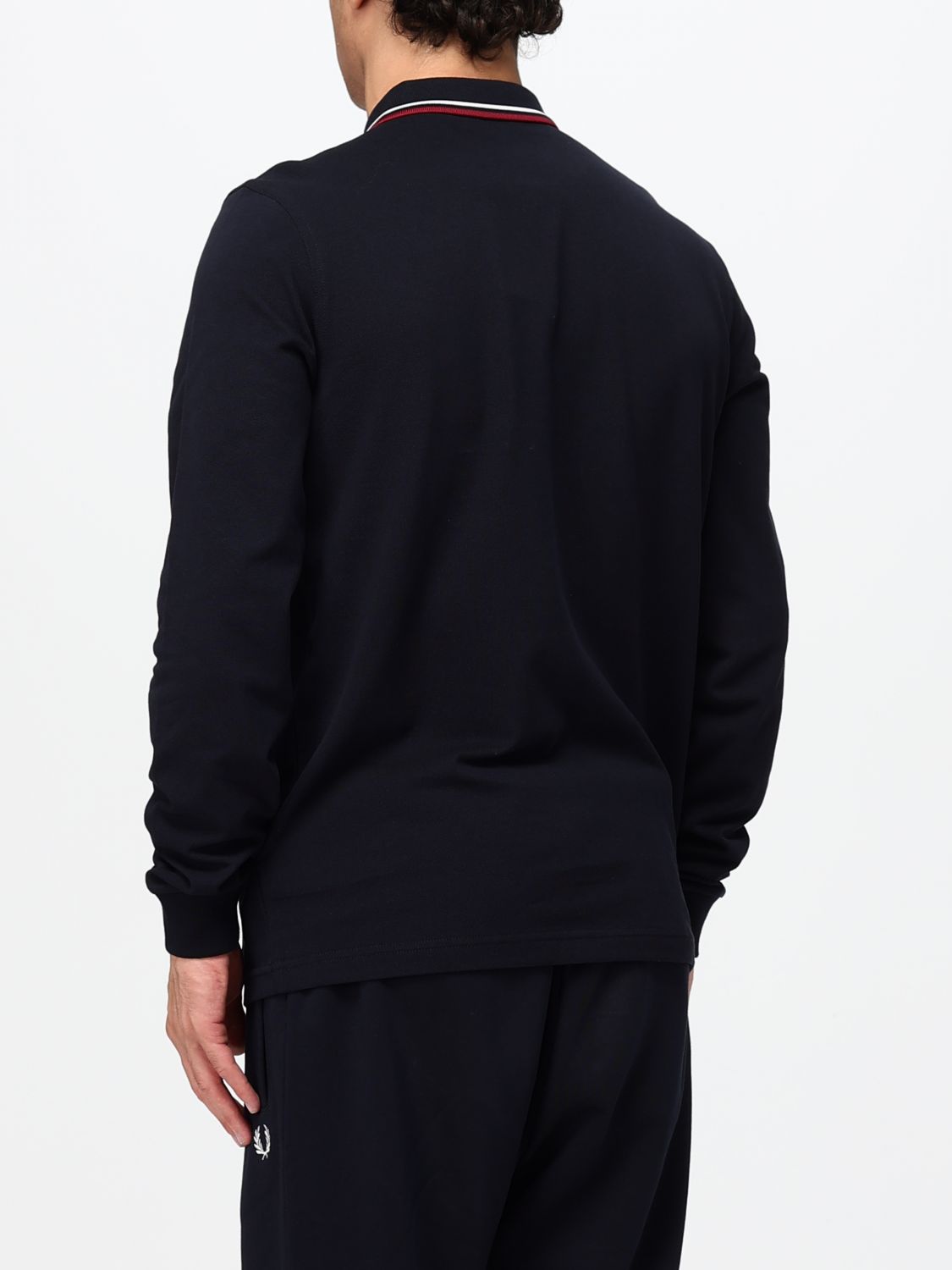 FRED PERRY POLO SHIRT: Fred Perry Long-Sleeved Polo Shirt in Cotton Piqué with Embroidered Logo, Navy - Img 2
