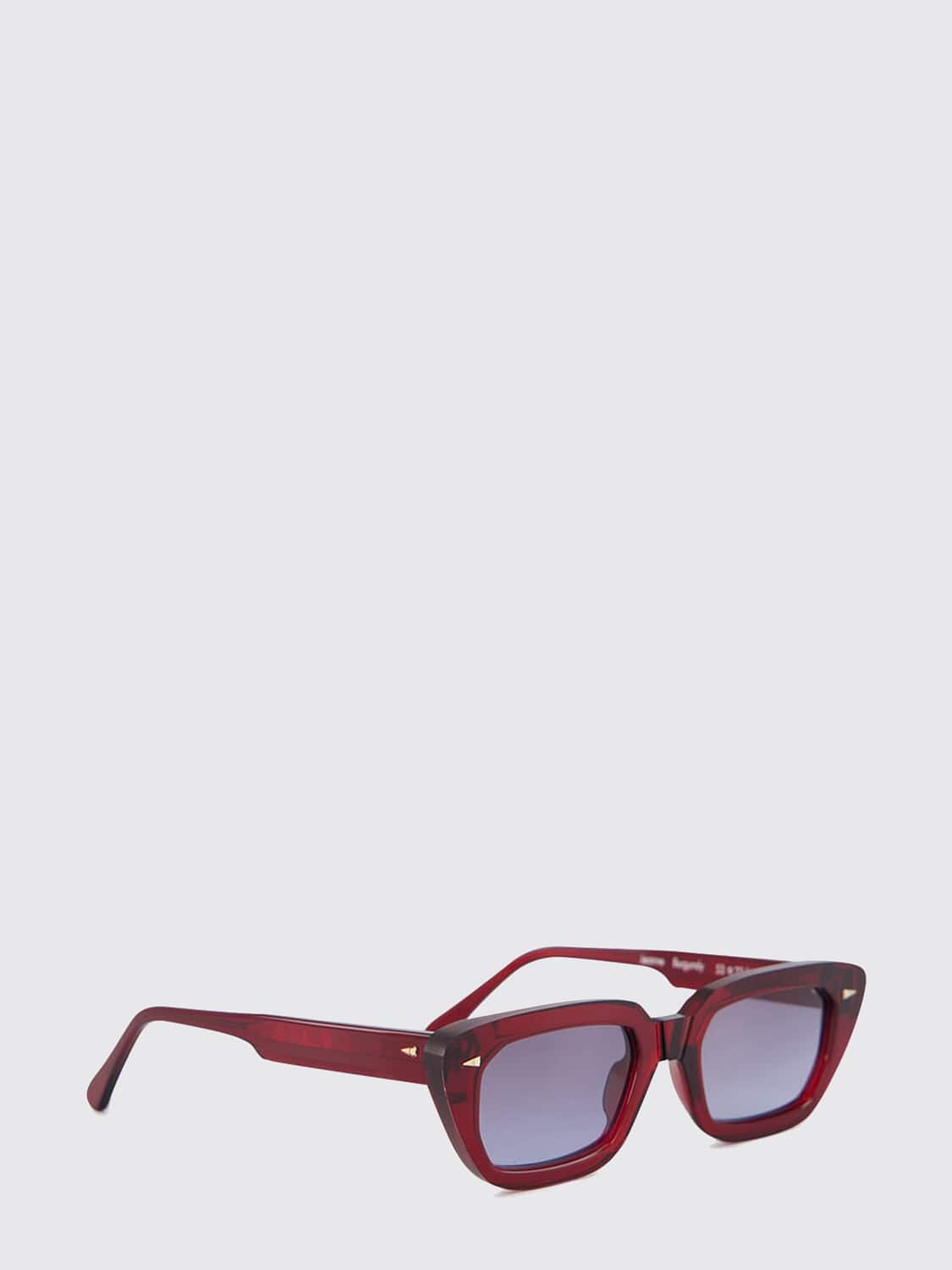 AHLEM SUNGLASSES: Jeanne Rectangular Cat-Eye Acetate Sunglasses Ahlem with Gold Details, Burgundy - Img 1
