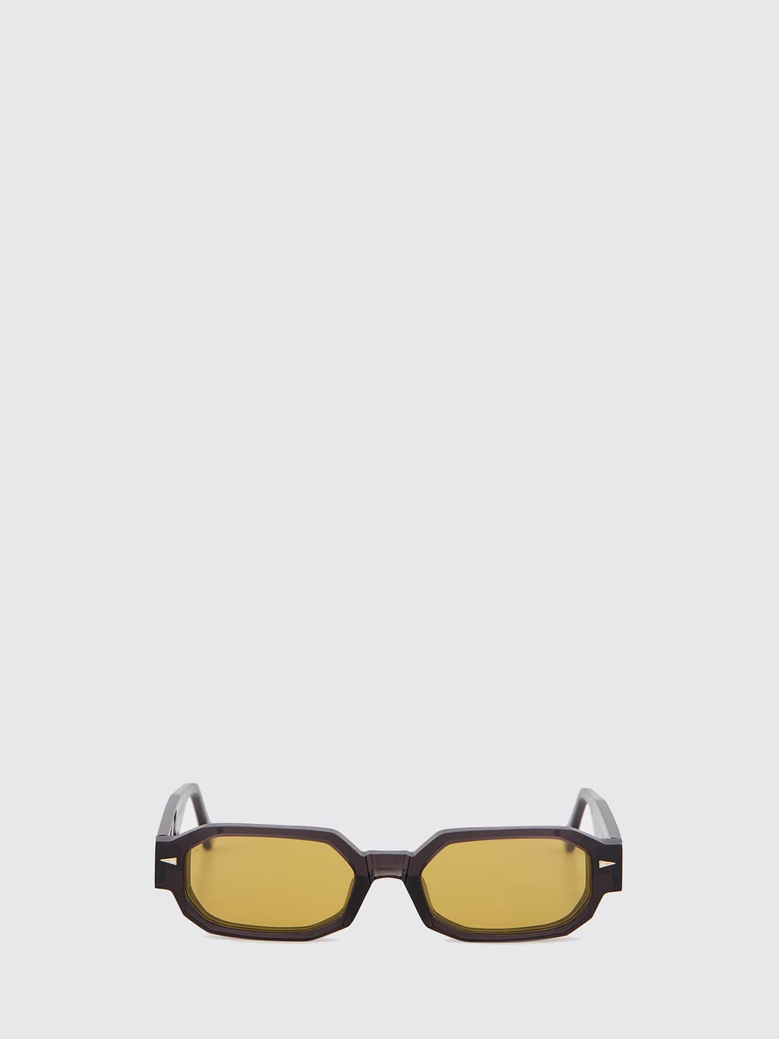 AHLEM SUNGLASSES: Jules Rectangular Acetate Sunglasses Ahlem with 22k Gold-Plated Details, Yellow - Img 2