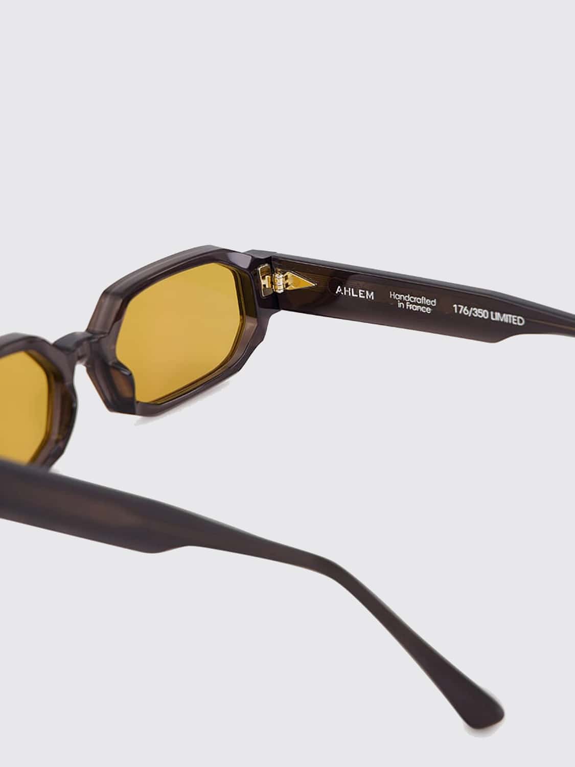 AHLEM SUNGLASSES: Jules Rectangular Acetate Sunglasses Ahlem with 22k Gold-Plated Details, Yellow - Img 4