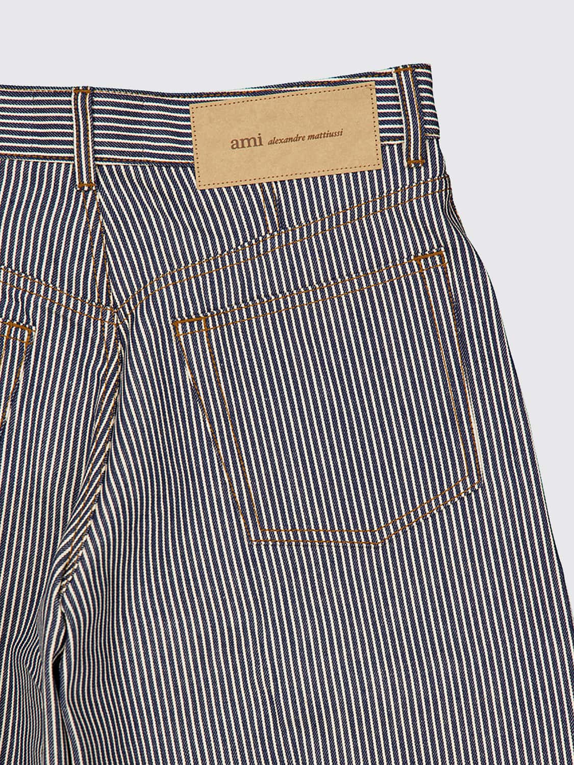 AMI PARIS ジーンズ: Ami Paris ミッドライズコットンデニムのストライプバギージーンズ, ブルー - Img 5
