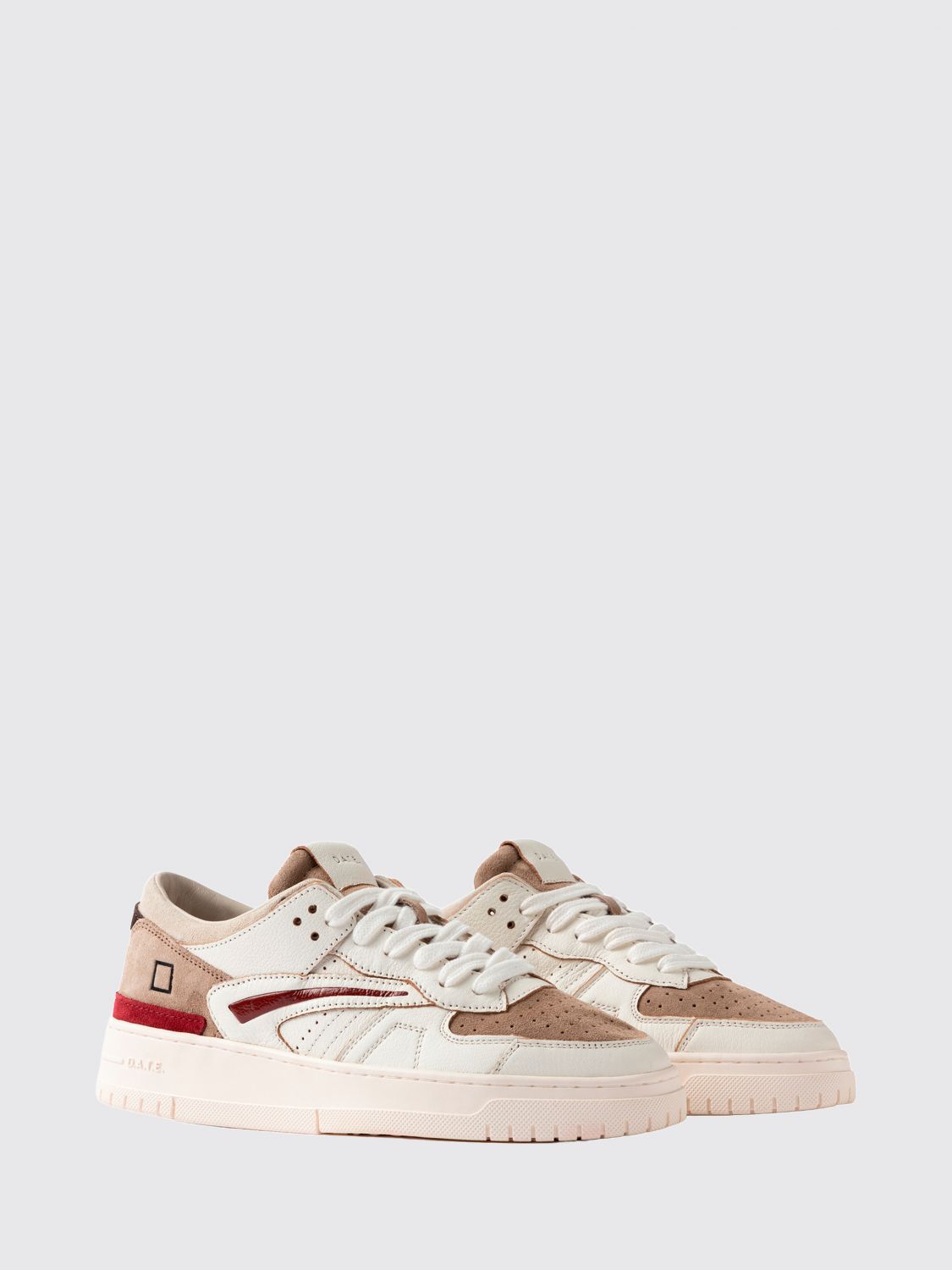 D.A.T.E. SNEAKERS: Torneo Leather and Suede Low-Top Sneakers D.A.T.E. with Perforated Toe, Bianco 3 - Img 2