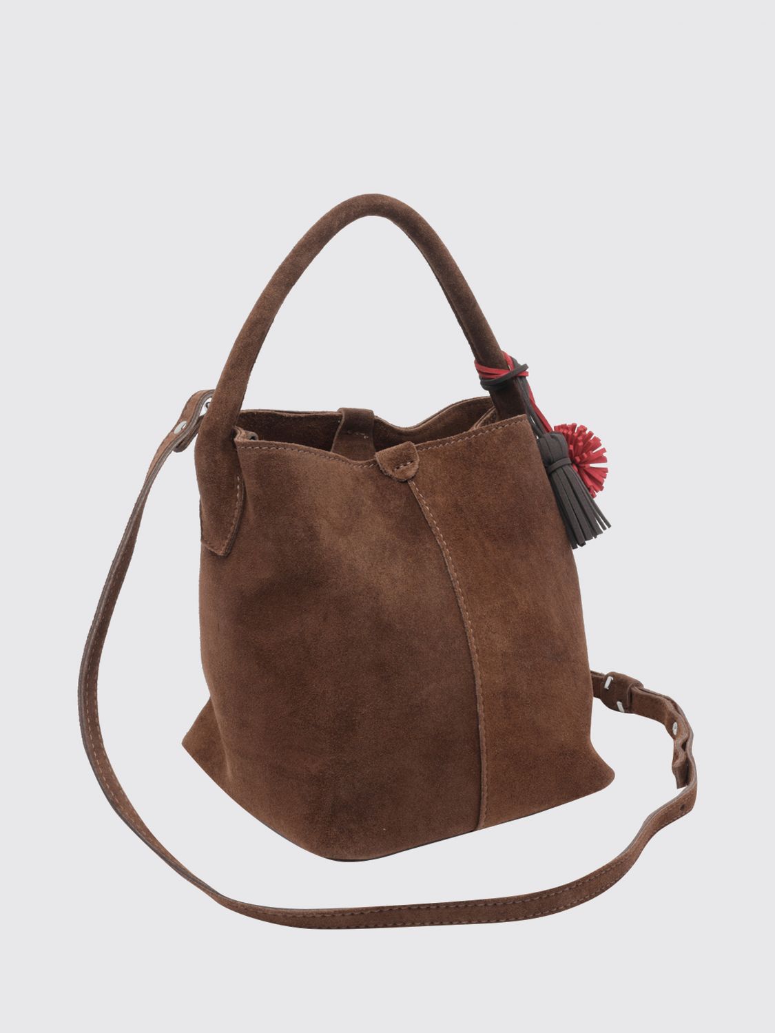 D.A.T.E. BORSA MINI: Mini borsa a mano D.A.T.E. in pelle scamosciata con tracolla amovibile, Cuoio - Img 3