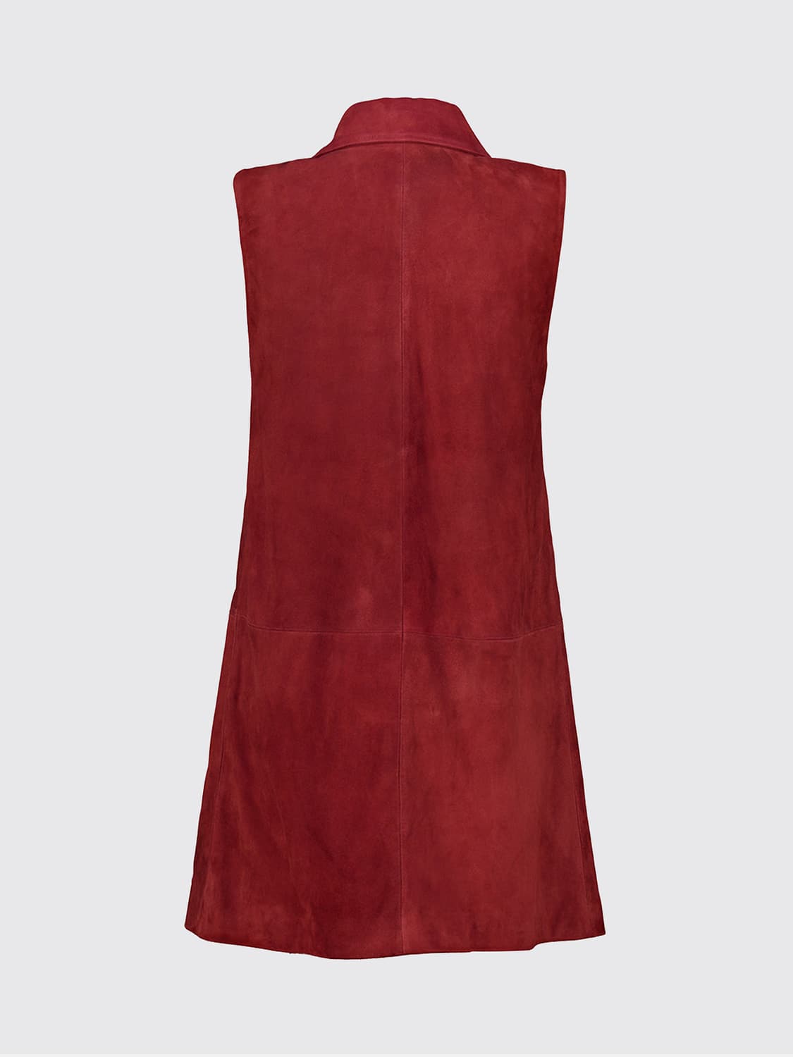 FRAME ROBE: Mini-robe chemisier sans manches Frame en suède avec col classique, Rouge - Img 3