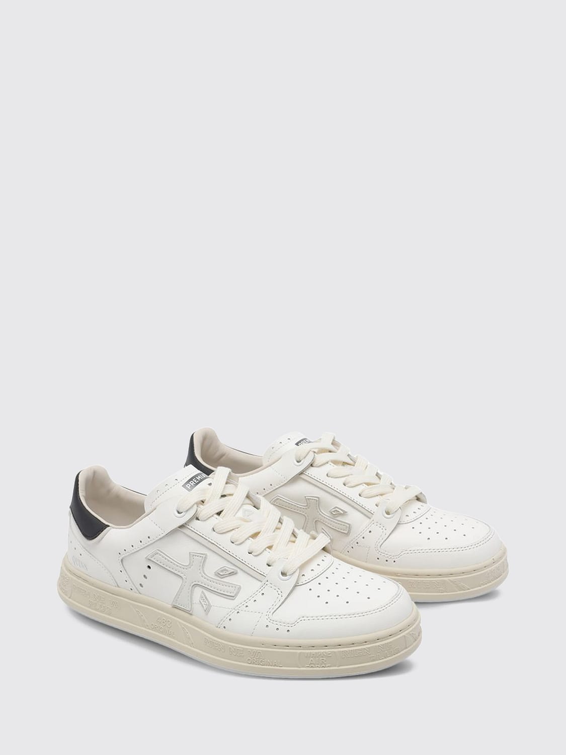 PREMIATA SNEAKERS: Quinn Calfskin Sneakers Premiata with Crackle Leather Details, Bianco 3 - Img 2