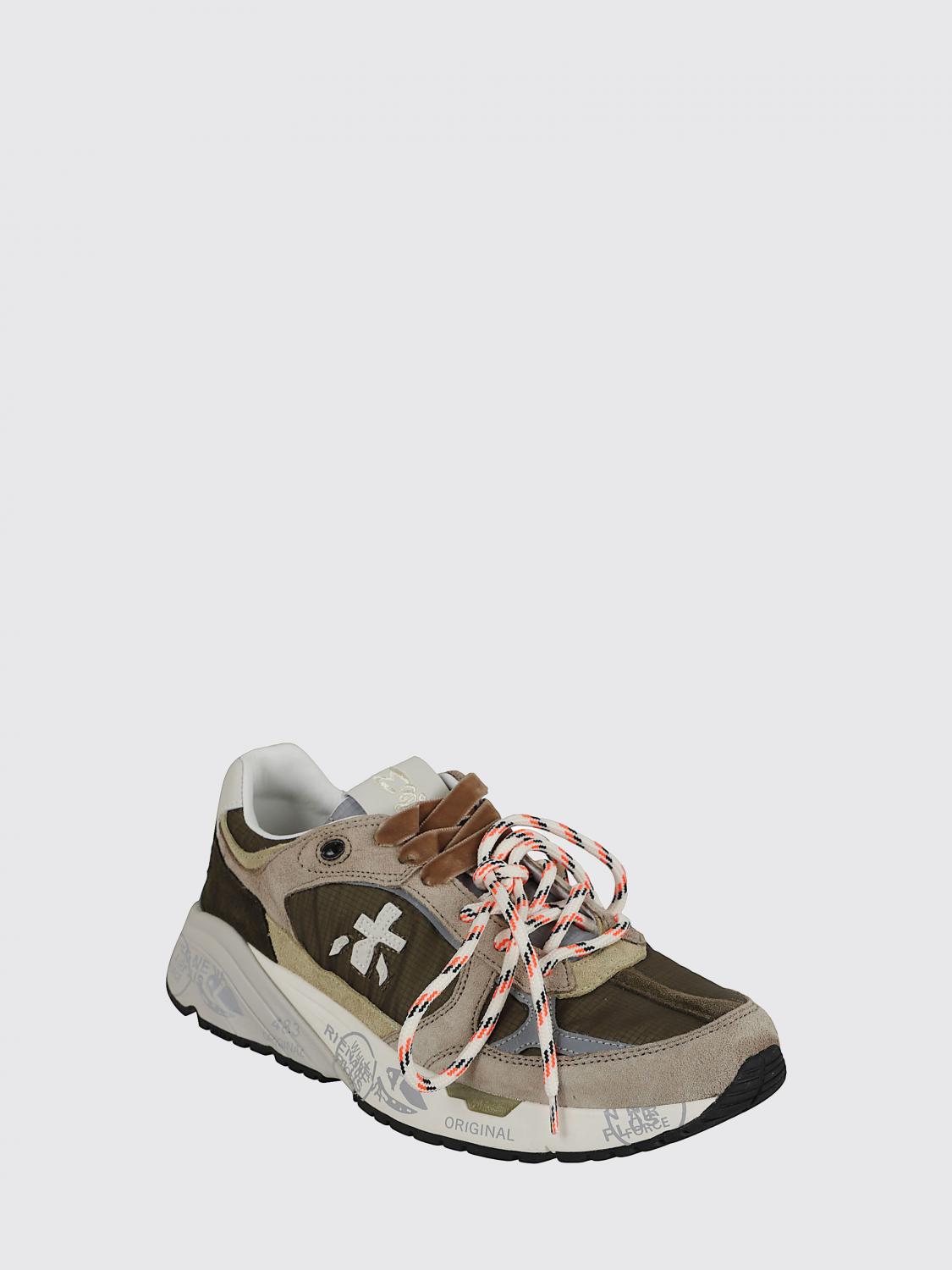 PREMIATA BASKETS: Baskets basses Mased Premiata en cuir suédé et tissu technique avec logo, Vert - Img 2