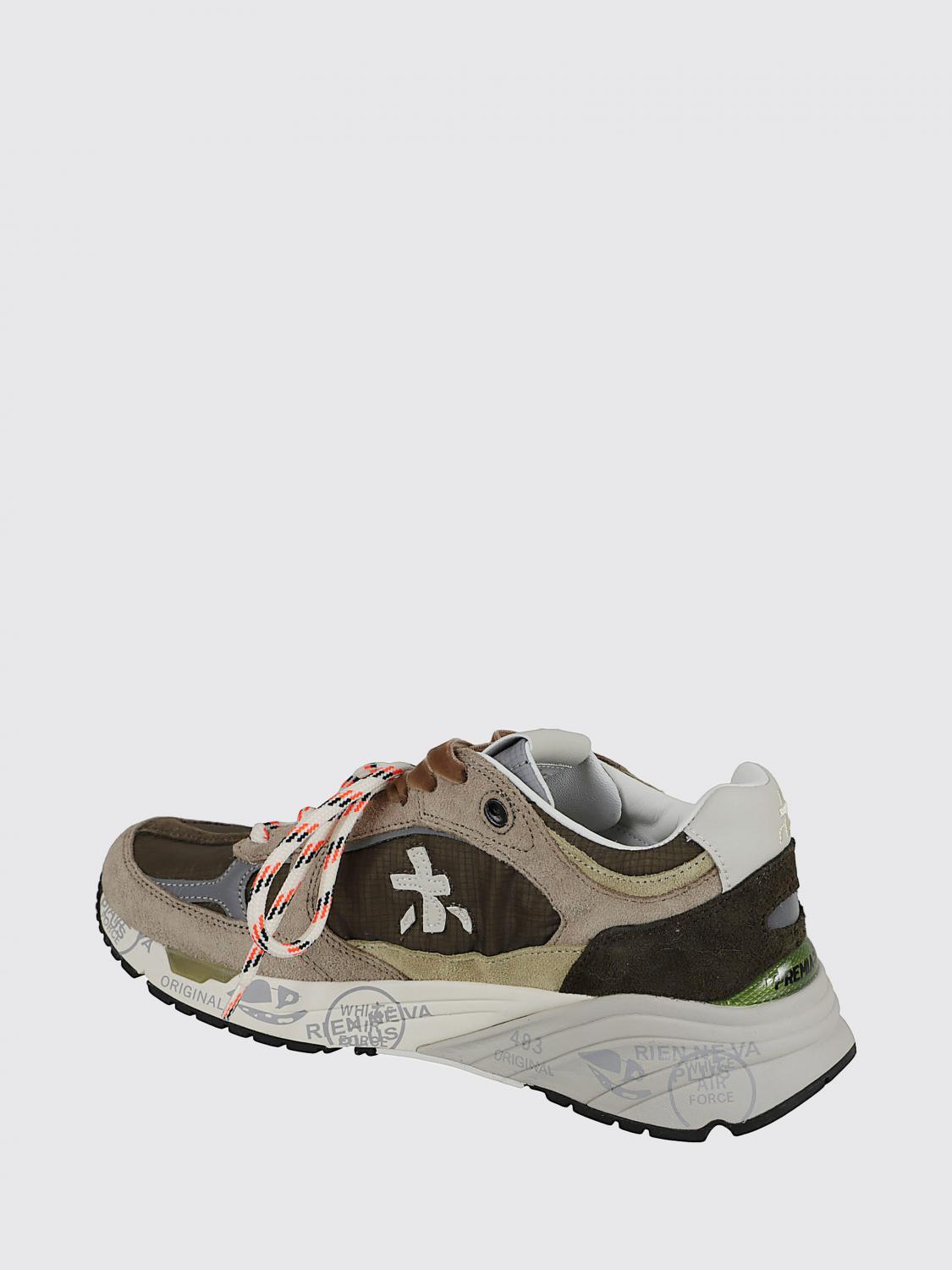 PREMIATA BASKETS: Baskets basses Mased Premiata en cuir suédé et tissu technique avec logo, Vert - Img 3