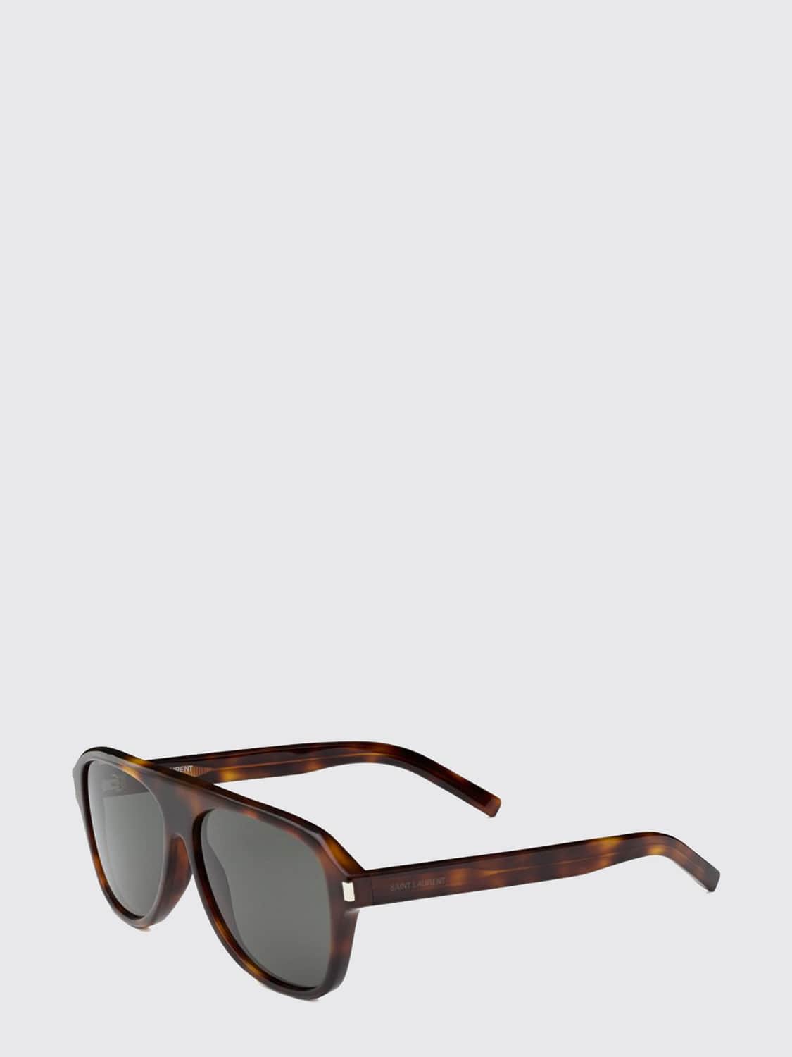 SAINT LAURENT SUNGLASSES: Aviator Acetate Sunglasses Saint Laurent with Teardrop Lenses, Brown - Img 1