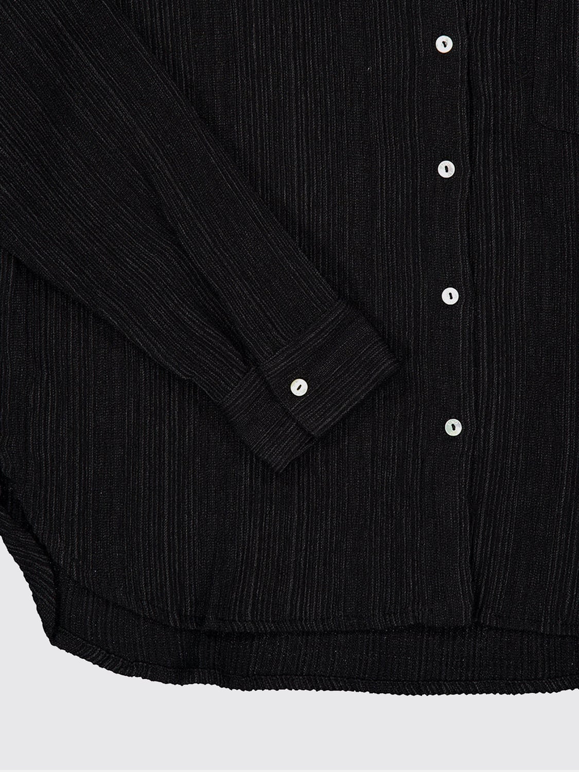 120% LINO CAMISA: Camisa plisada de manga larga 120% Lino en mezcla de lana, Negro - Img 5