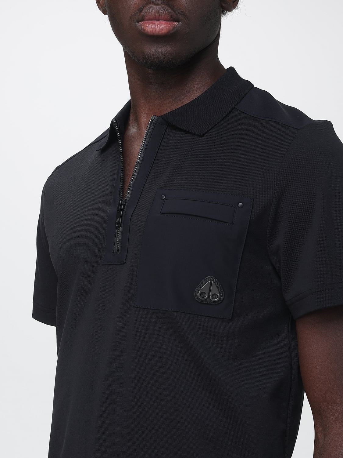 MOOSE KNUCKLES POLO: Polo de manga corta de algodón y nailon de Moose Knuckles con cierre de cremallera, Negro - Img 3
