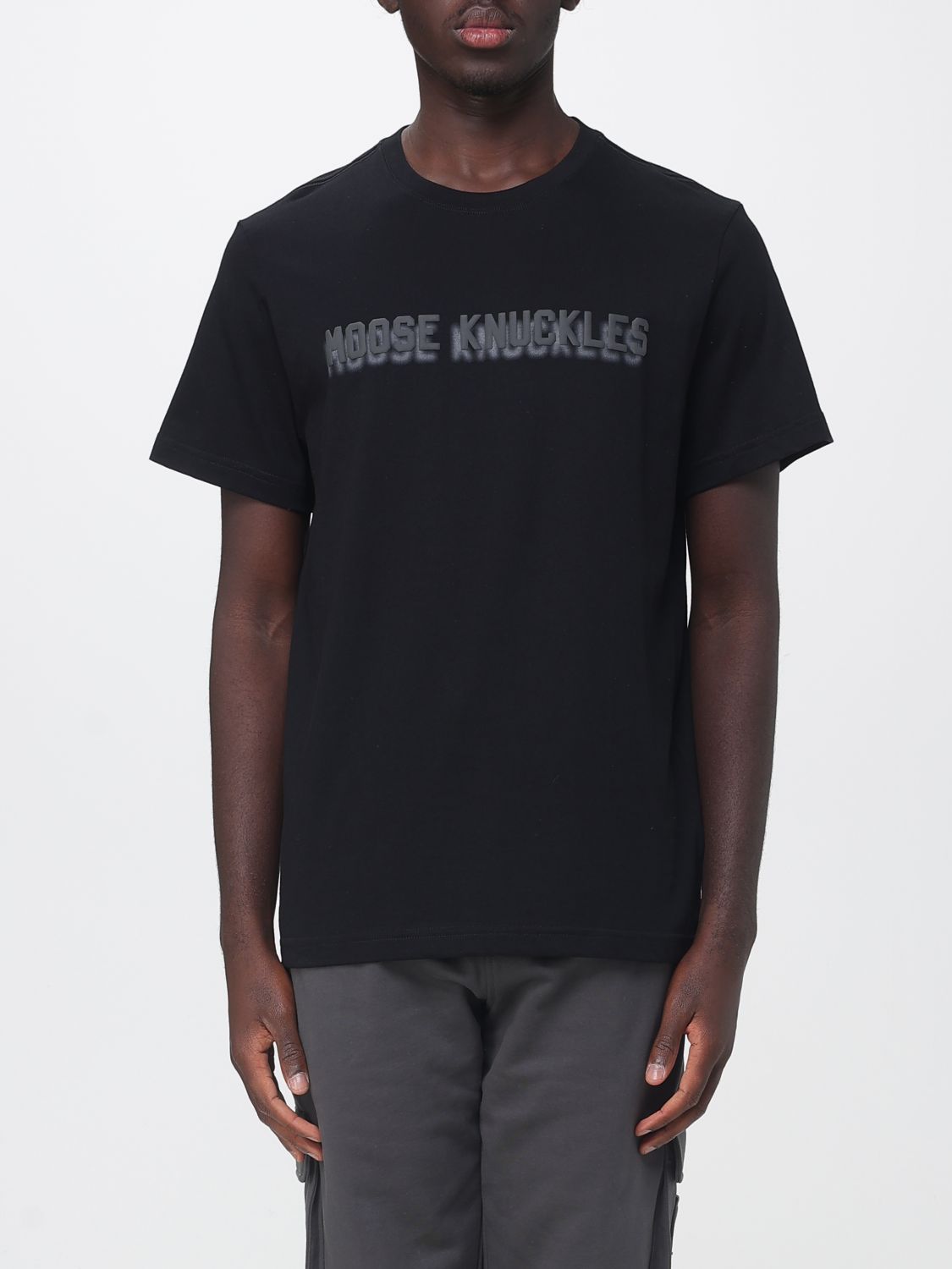 MOOSE KNUCKLES T-SHIRT: Moose Knuckles Pima Cotton Crewneck T-Shirt with Printed Logo, Black - Img 1