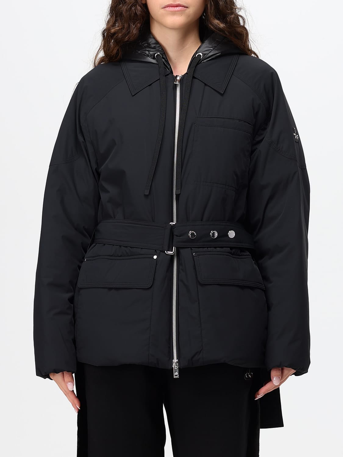 MOOSE KNUCKLES JACKE: Wasserabweisende Kapuzen-Daunenjacke Moose Knuckles mit verstellbarem Gürtel, Schwarz - Img 1