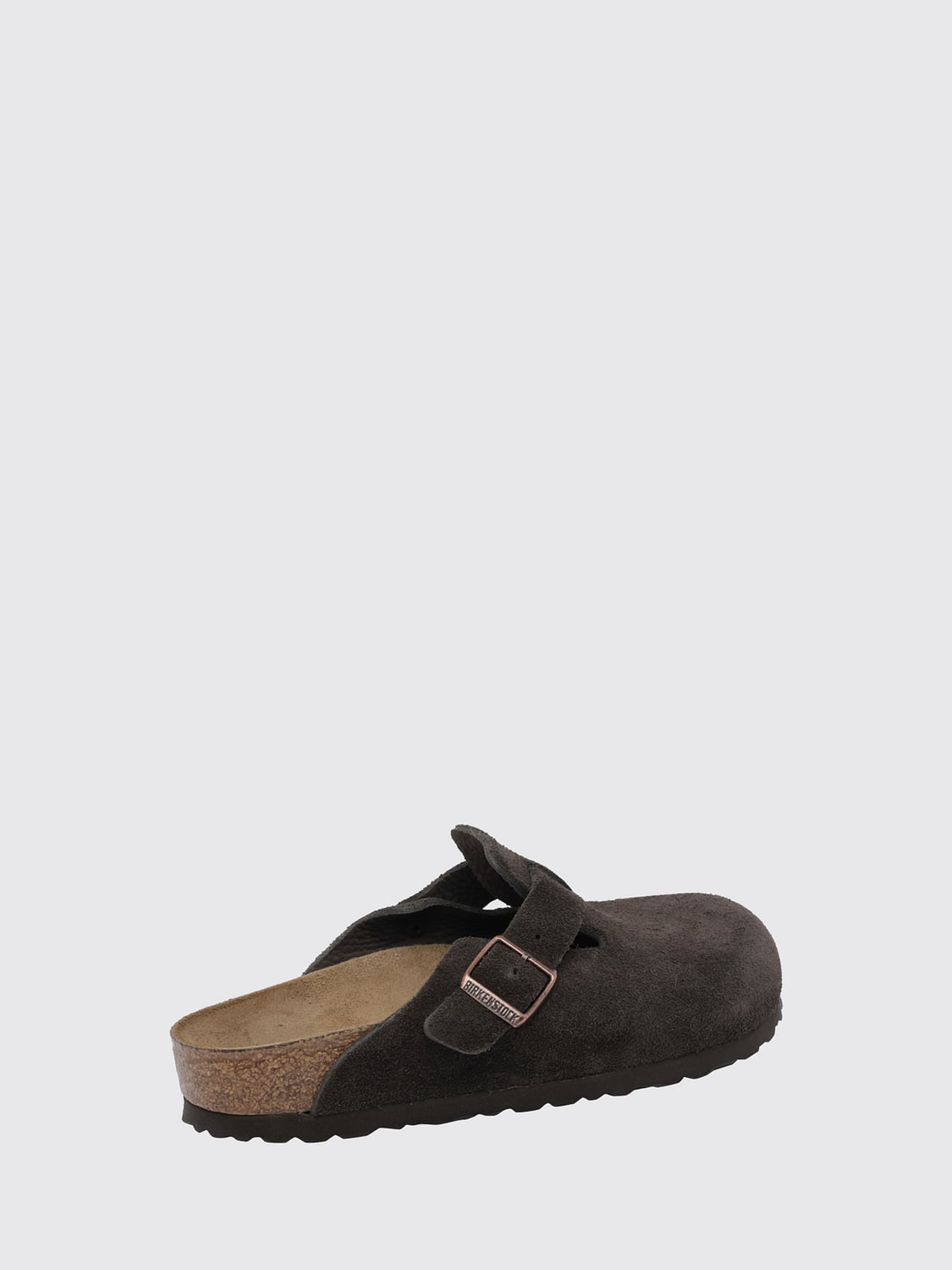 BIRKENSTOCK CHAUSSURES: Mules Boston Birkenstock en daim avec bride réglable, Marron - Img 3