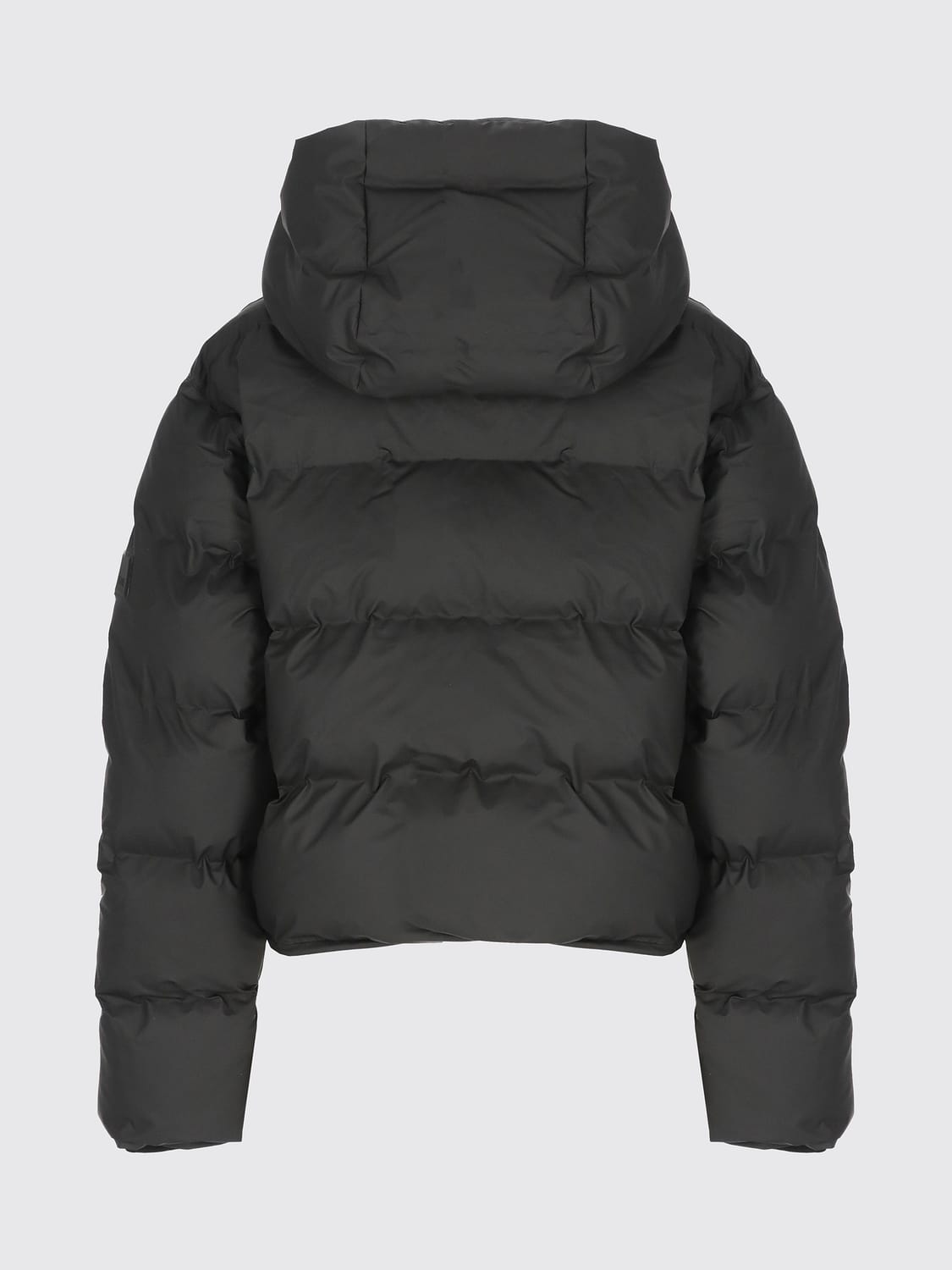 RAINS JACKET: Rains Short Waterproof Quilted Jacket in Recycled Technical Fabric, Black - Img 3