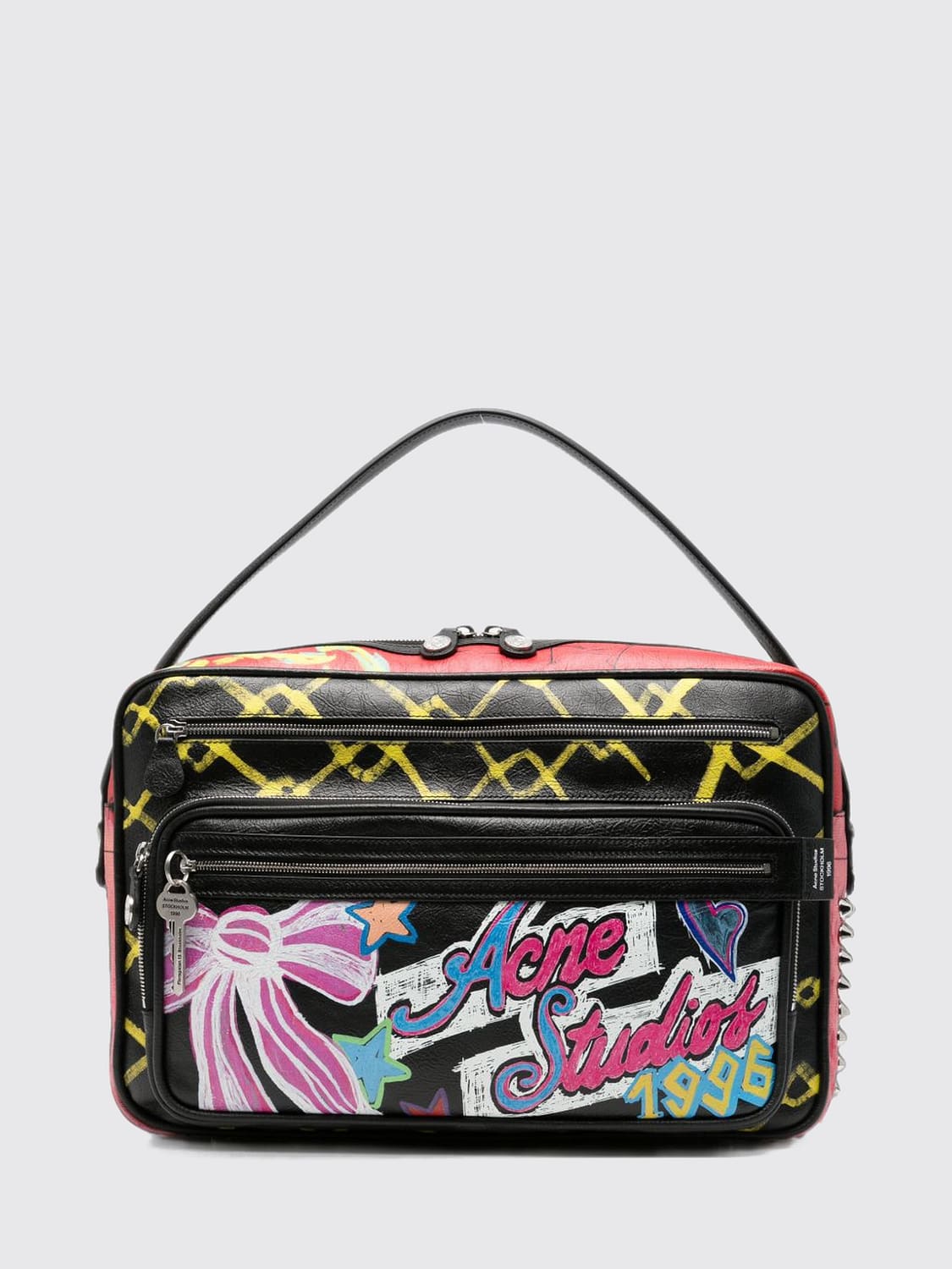 ACNE STUDIOS SHOULDER BAG: Acne Studios Camero Calfskin Leather Camera Bag with Printed Logo, Black - Img 1