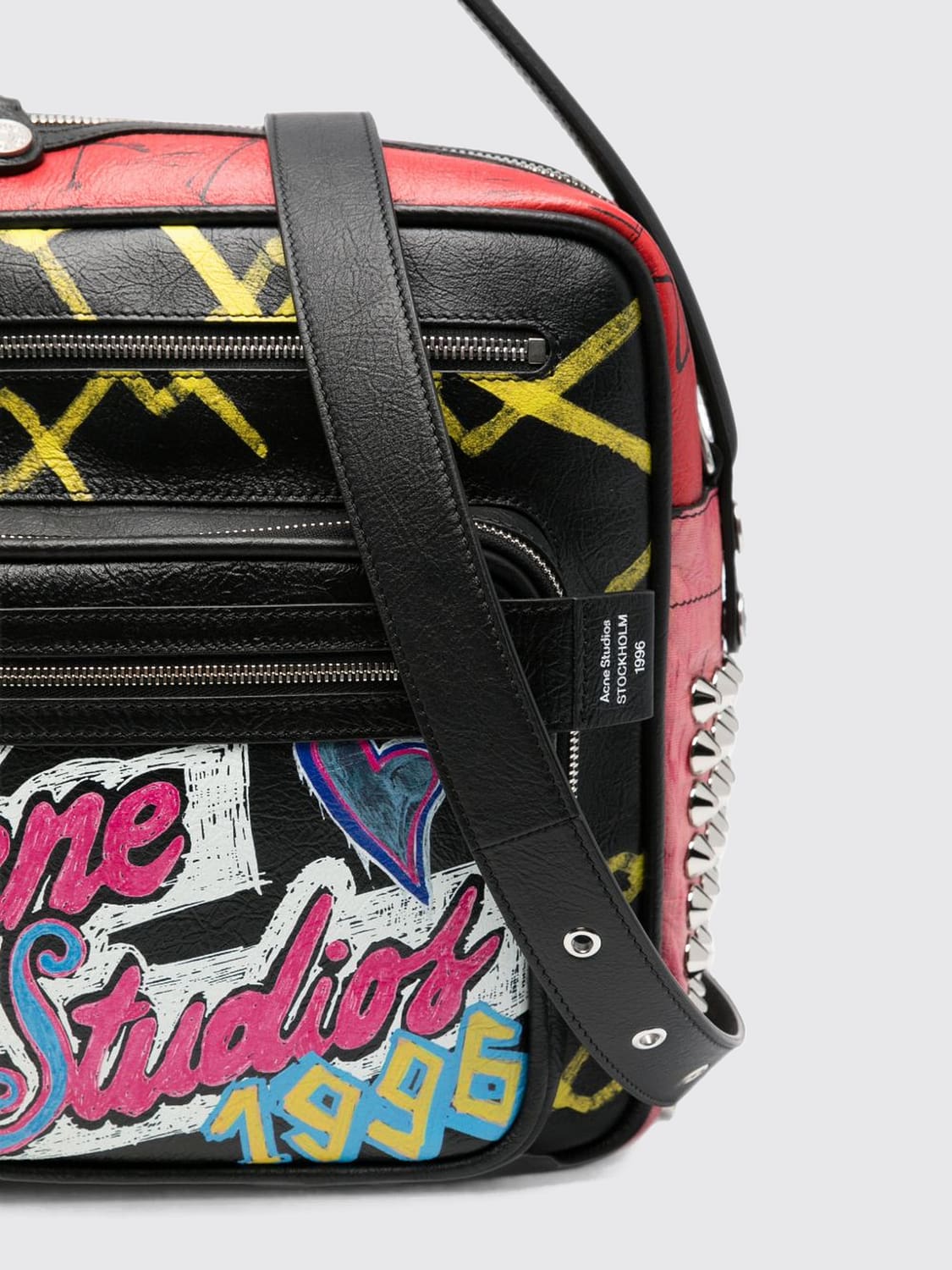 ACNE STUDIOS SHOULDER BAG: Acne Studios Camero Calfskin Leather Camera Bag with Printed Logo, Black - Img 3