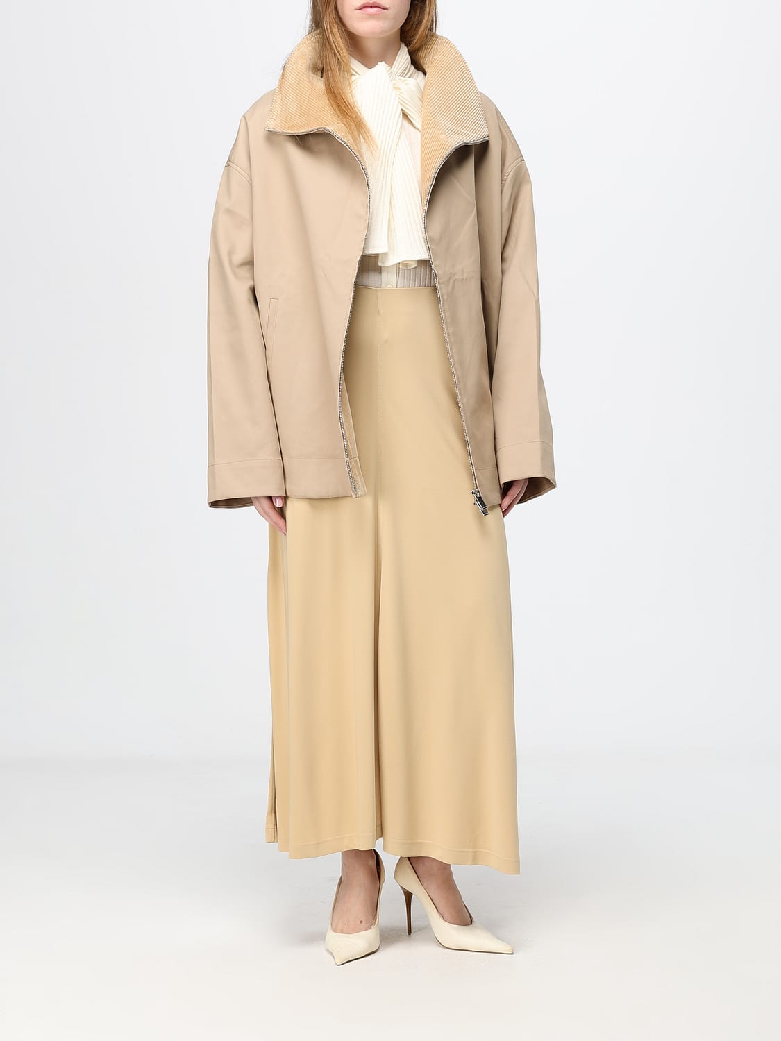 TOTEME JERSEY: Cárdigan de canalé Toteme de mezcla de lana con cuello de lazo, Crudo - Img 2