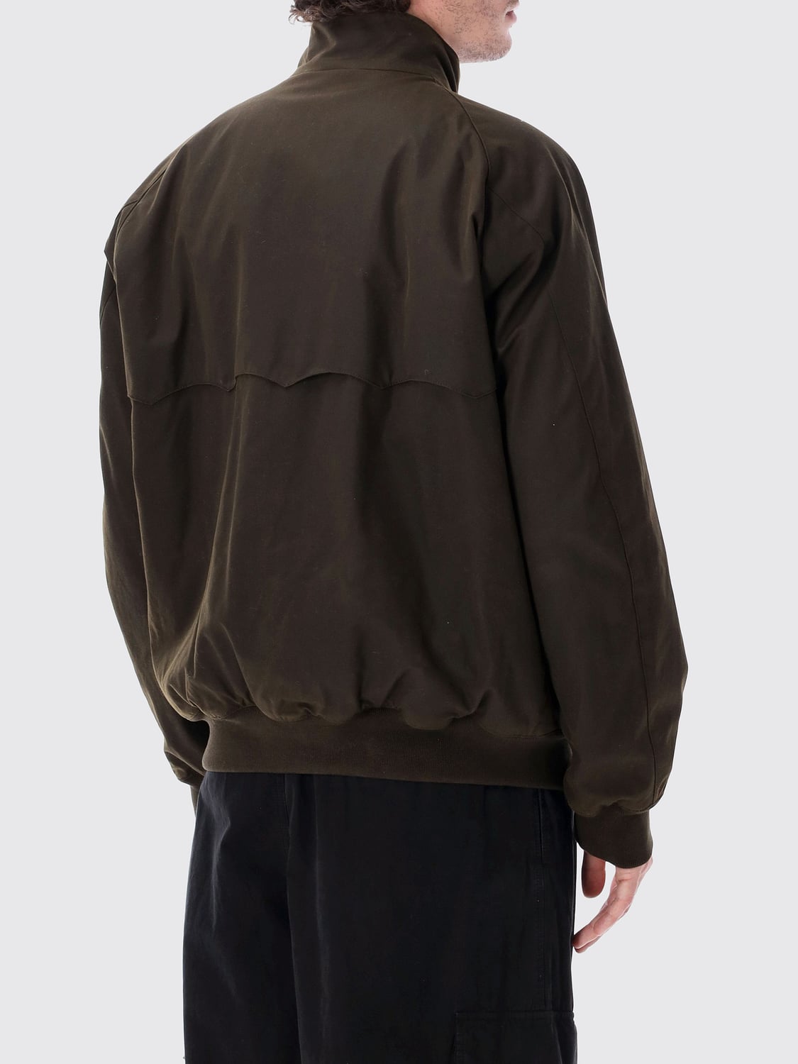BARACUTA JACKET: Baracuta Waxed Cotton Bomber Jacket with High Collar and Flap Pockets, Green - Img 2